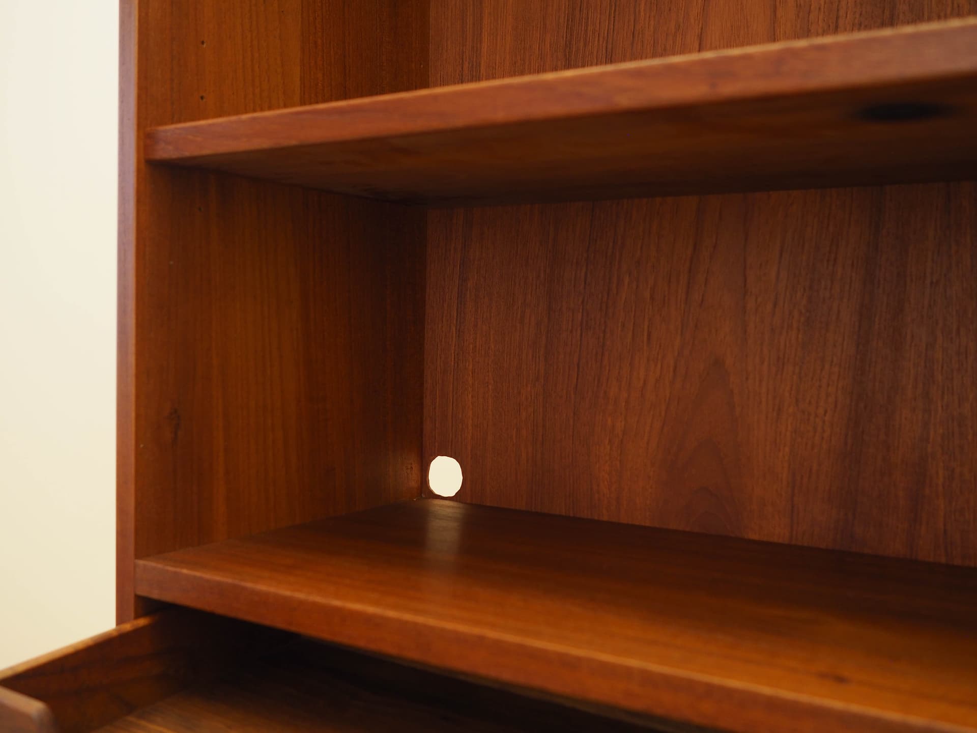Bookcase, brown teak, black wood, Denmark, 1970s. - 313712