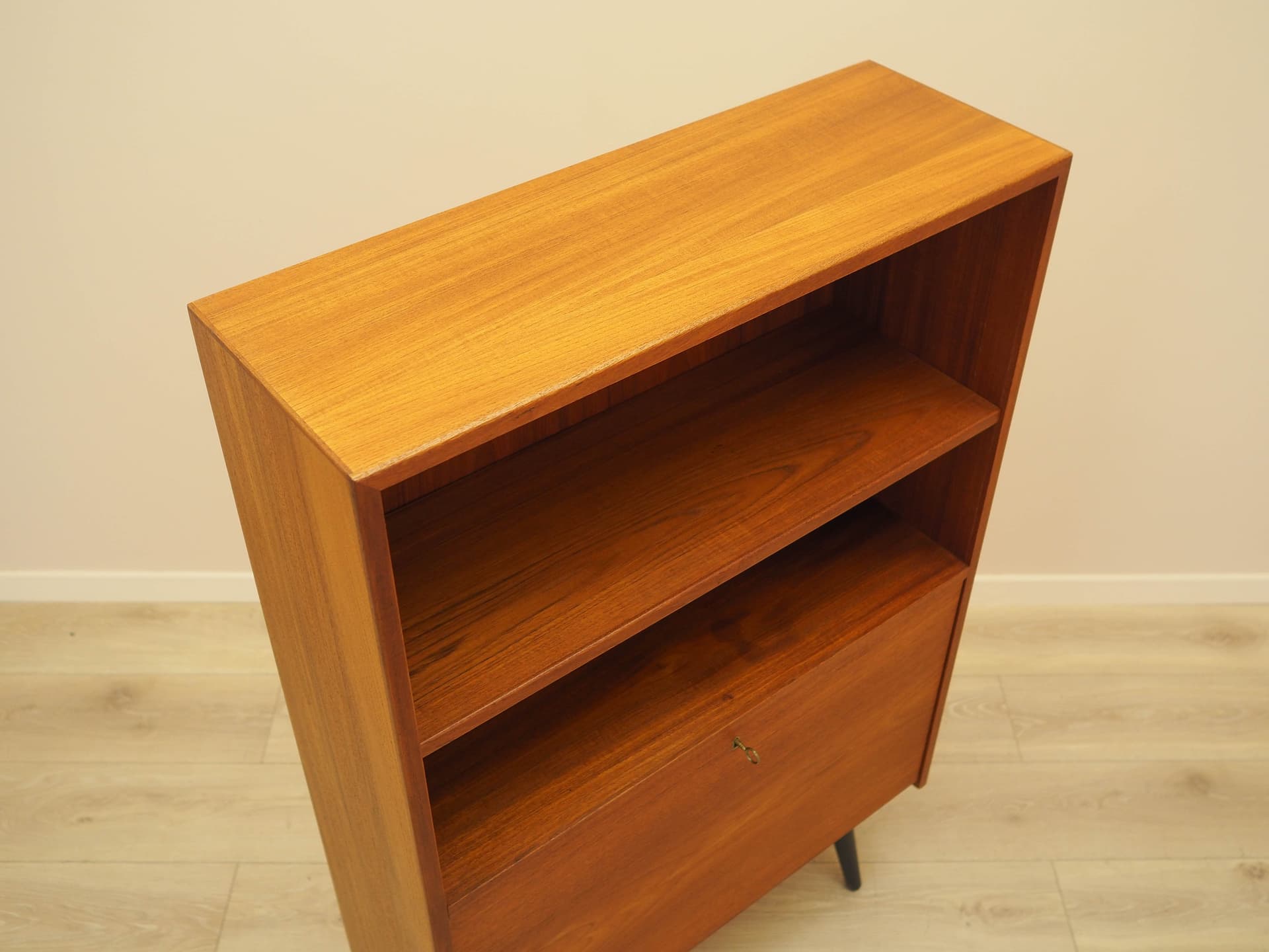 Bookcase, brown teak, black wood, Denmark, 1970s. - 313706