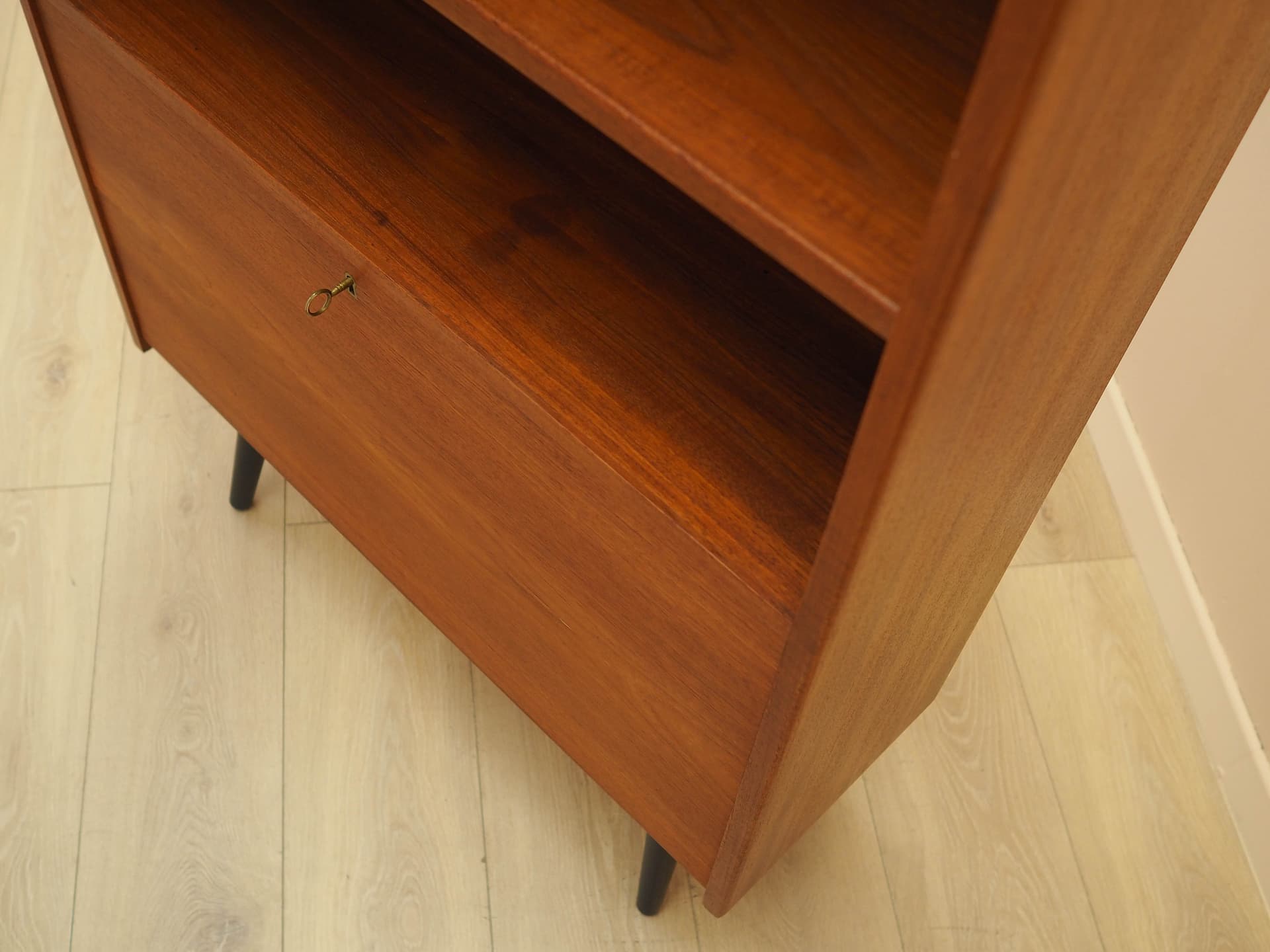 Bookcase, brown teak, black wood, Denmark, 1970s. - 313707