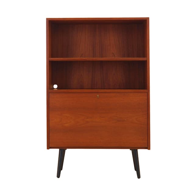 Bookcase, brown teak, black wood, Denmark, 1970s. - DIMENSION