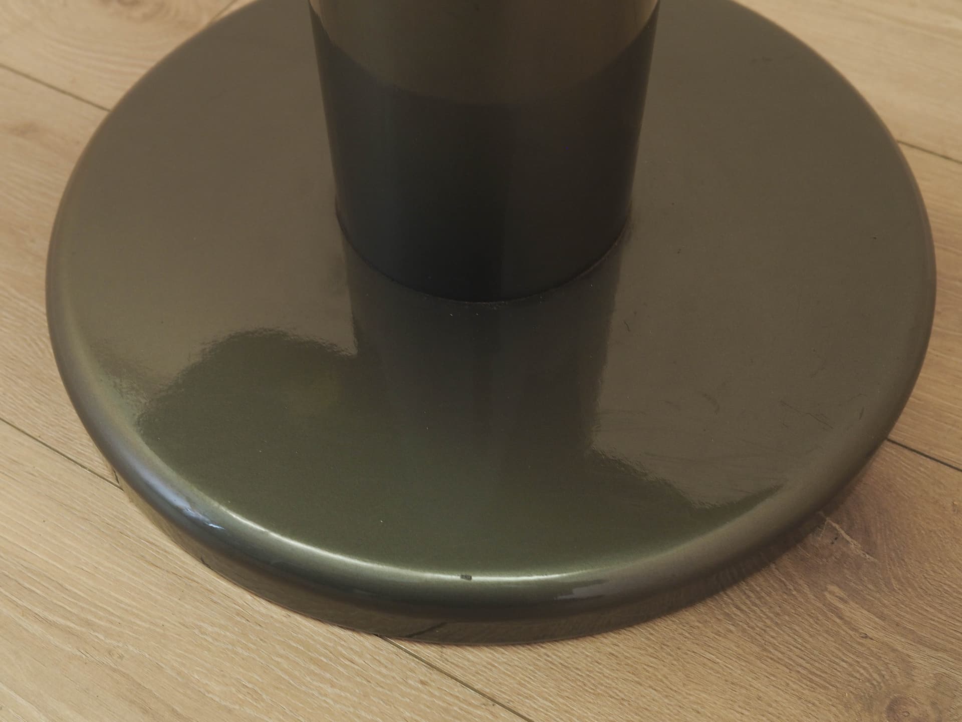 Side table, grey plywood, metal, Italy, 1970s. - 313726