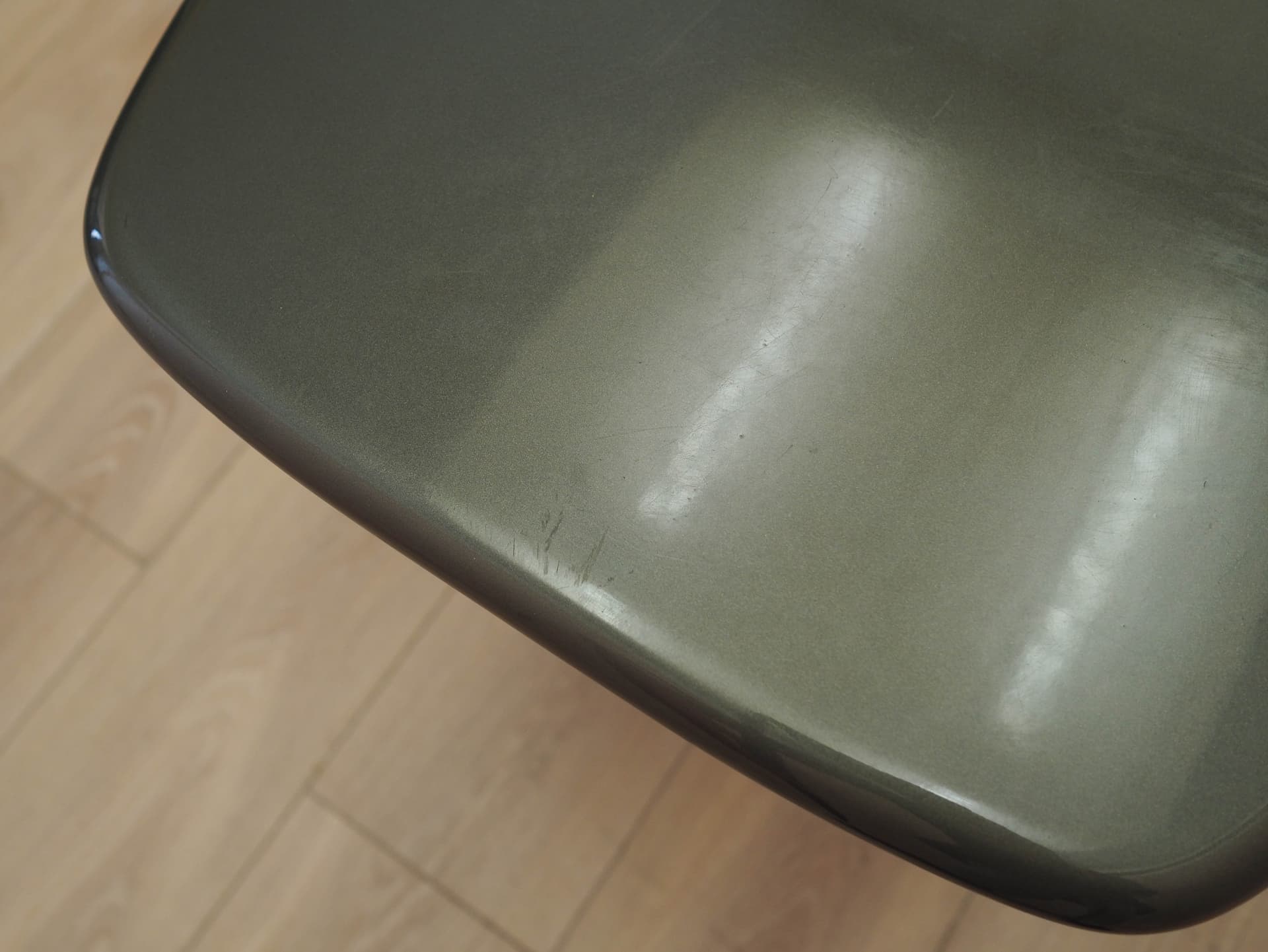 Side table, grey plywood, metal, Italy, 1970s. - 313722