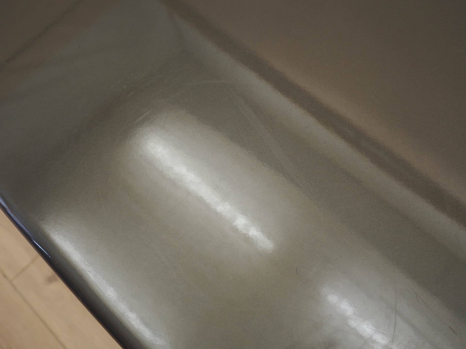 Side table, grey plywood, metal, Italy, 1970s. - 313720