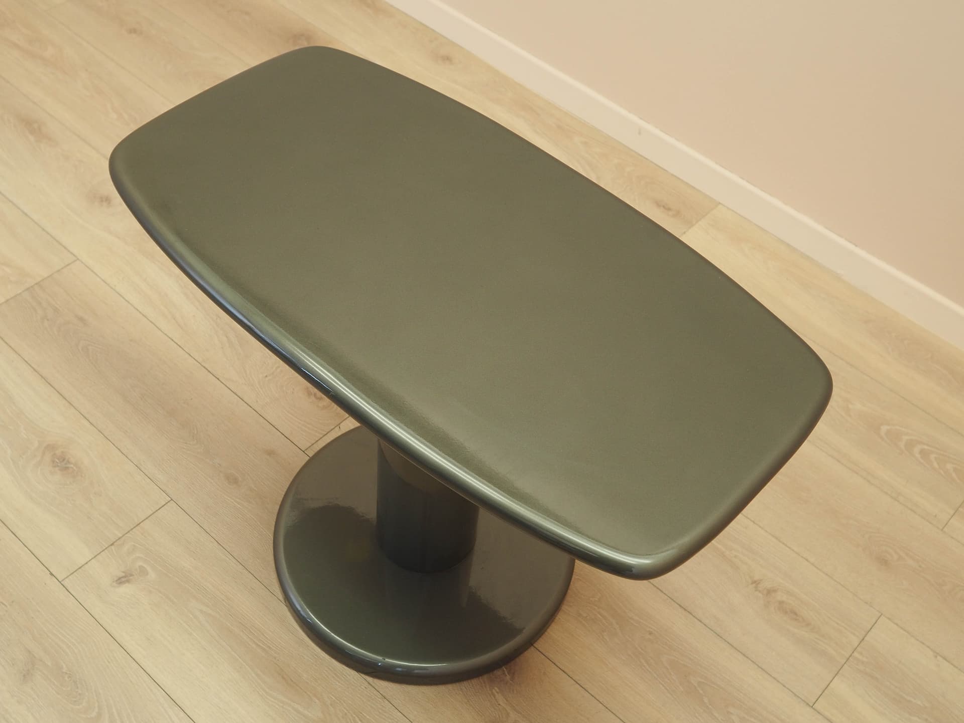 Side table, grey plywood, metal, Italy, 1970s. - 313718