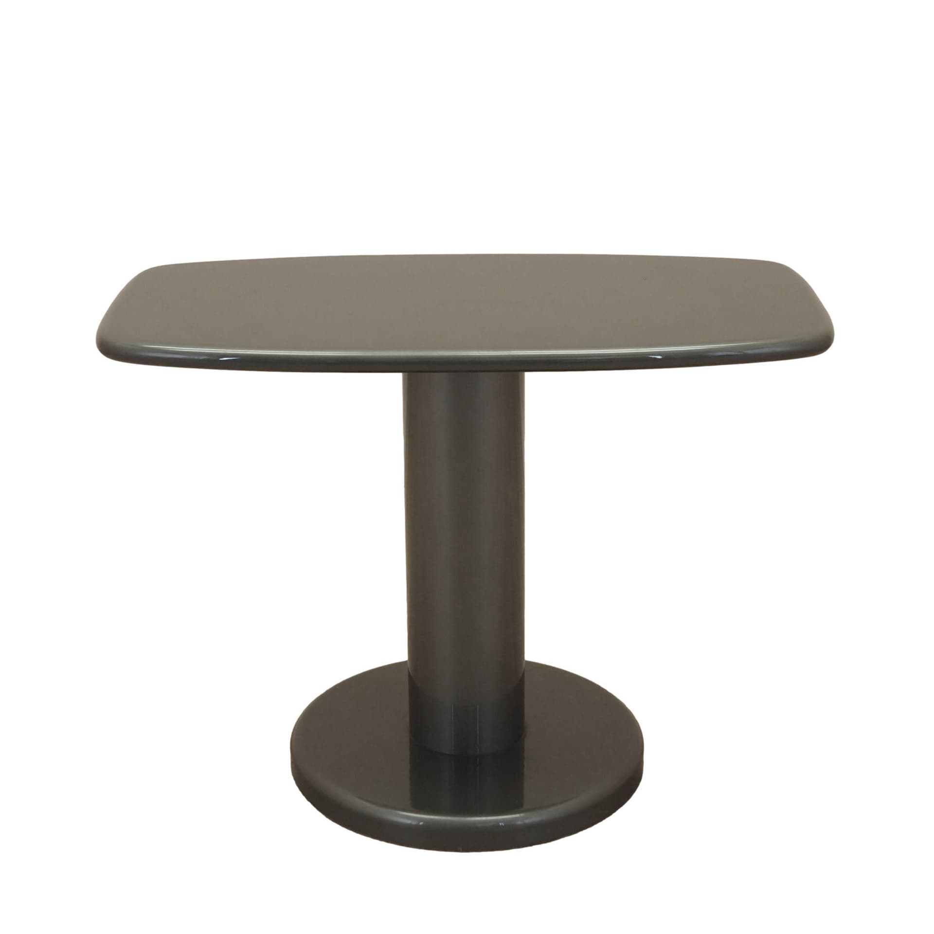 Side table, grey plywood, metal, Italy, 1970s.