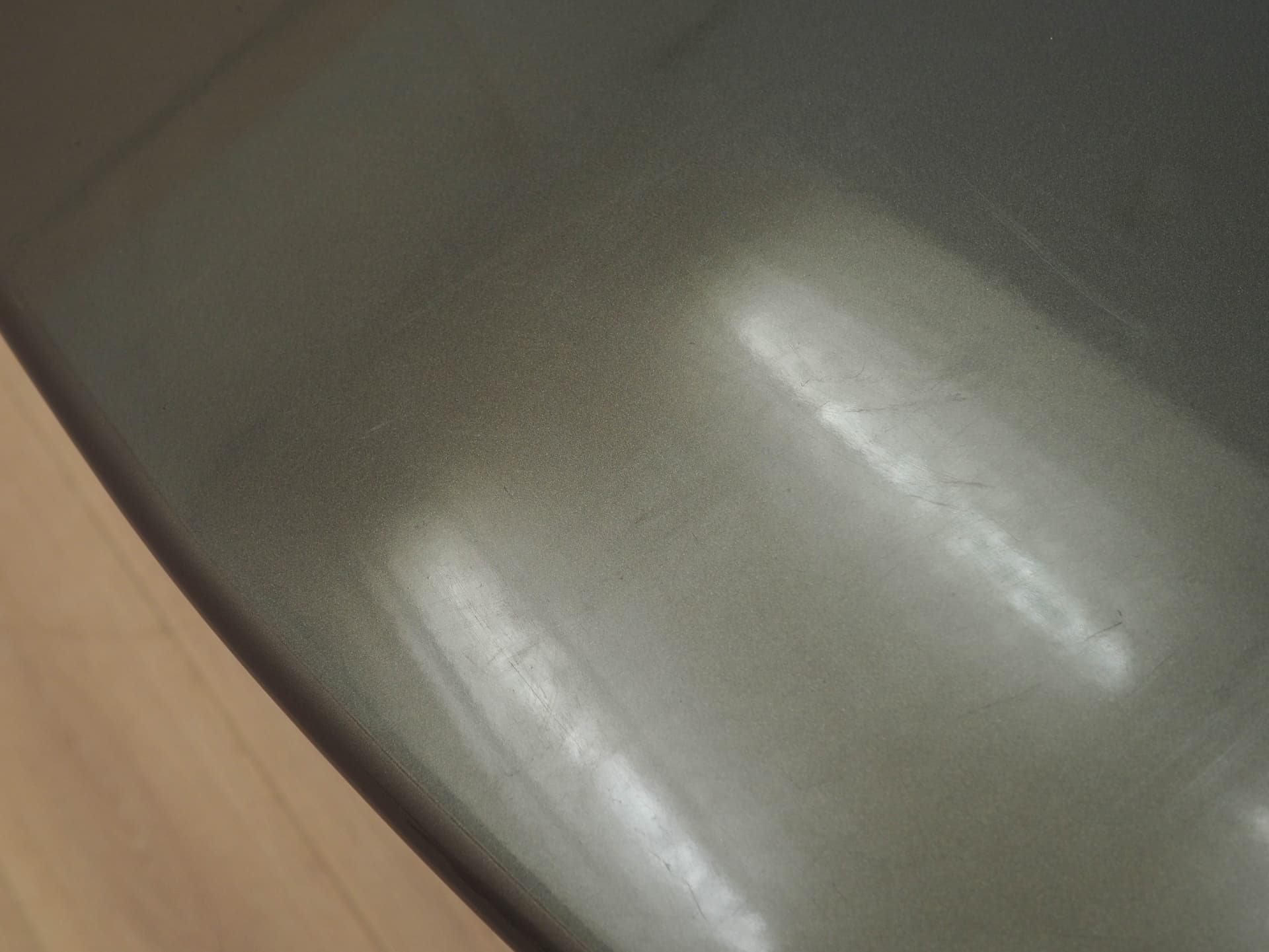 Side table, grey plywood, metal, Italy, 1970s. - 313724