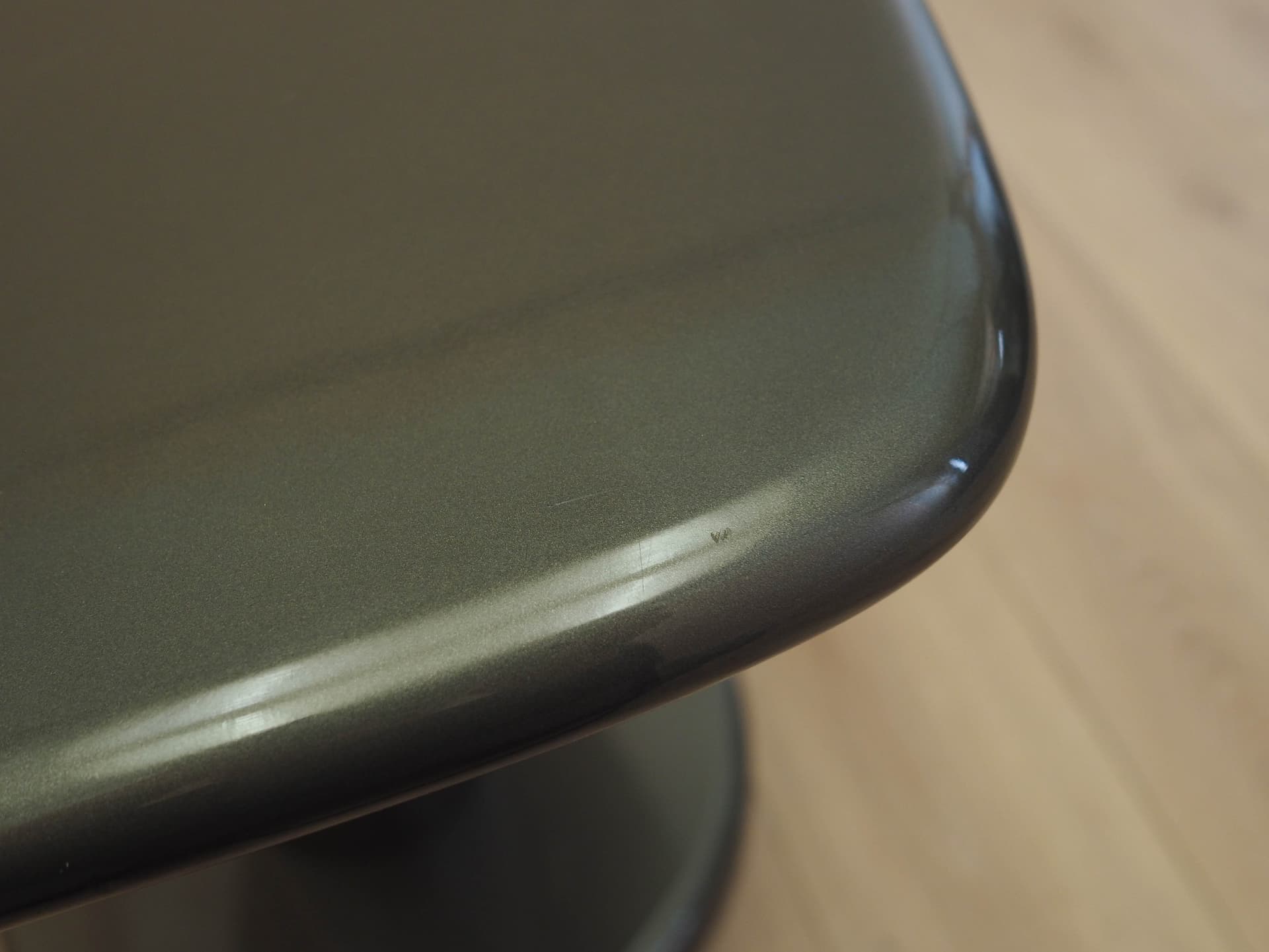 Side table, grey plywood, metal, Italy, 1970s. - 313725