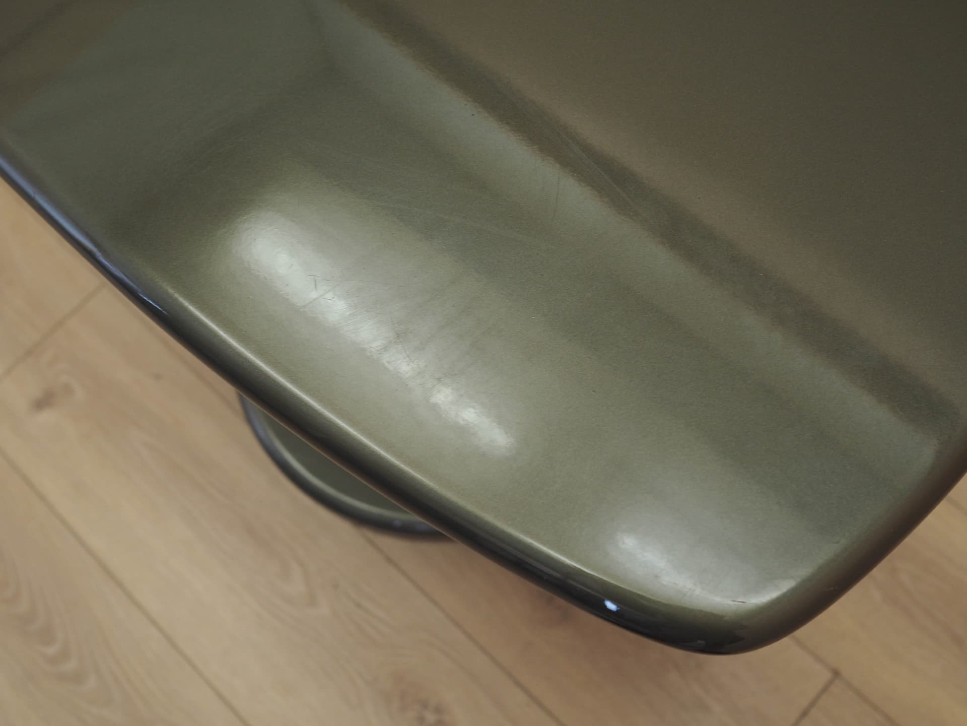 Side table, grey plywood, metal, Italy, 1970s. - 313719