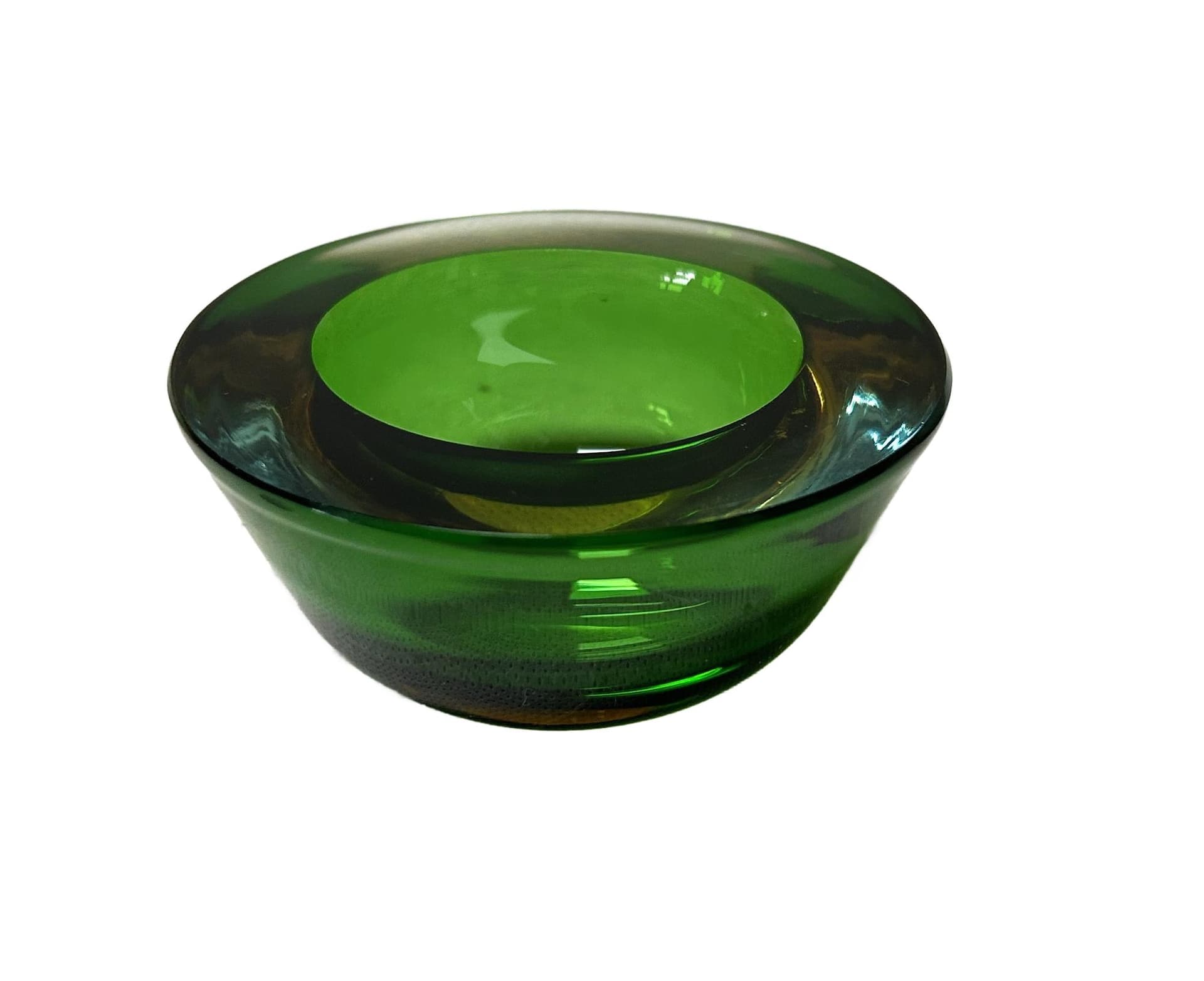 Bowl Sommerso, green, glass, Murano, Italy, 1960s.