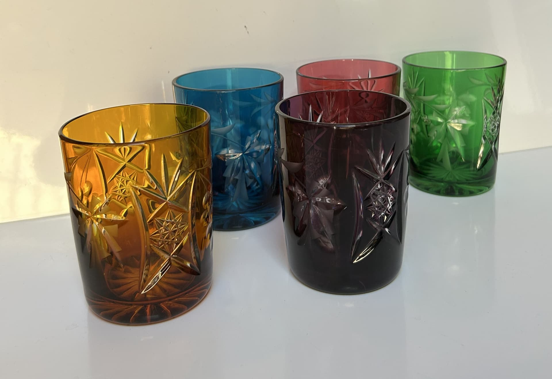 Set of Five Glasses, colored crystal, Europe, 1950s - 313797