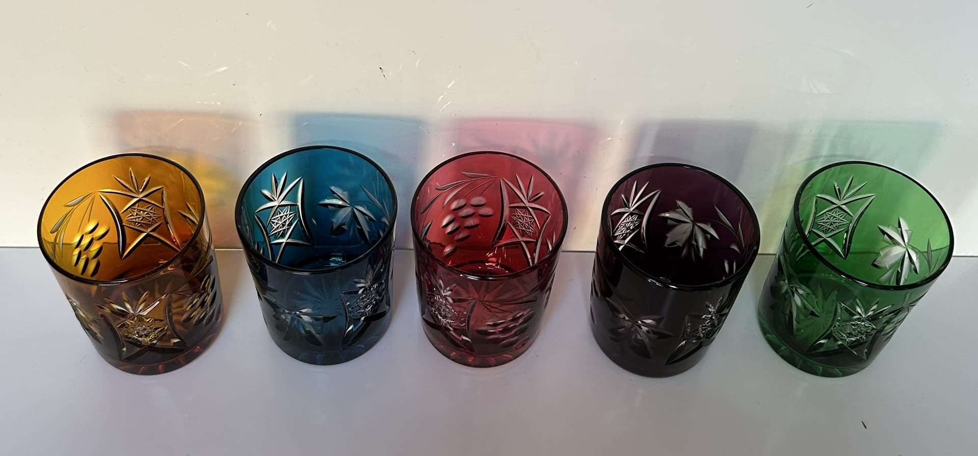 Set of Five Glasses, colored crystal, Europe, 1950s - 313796