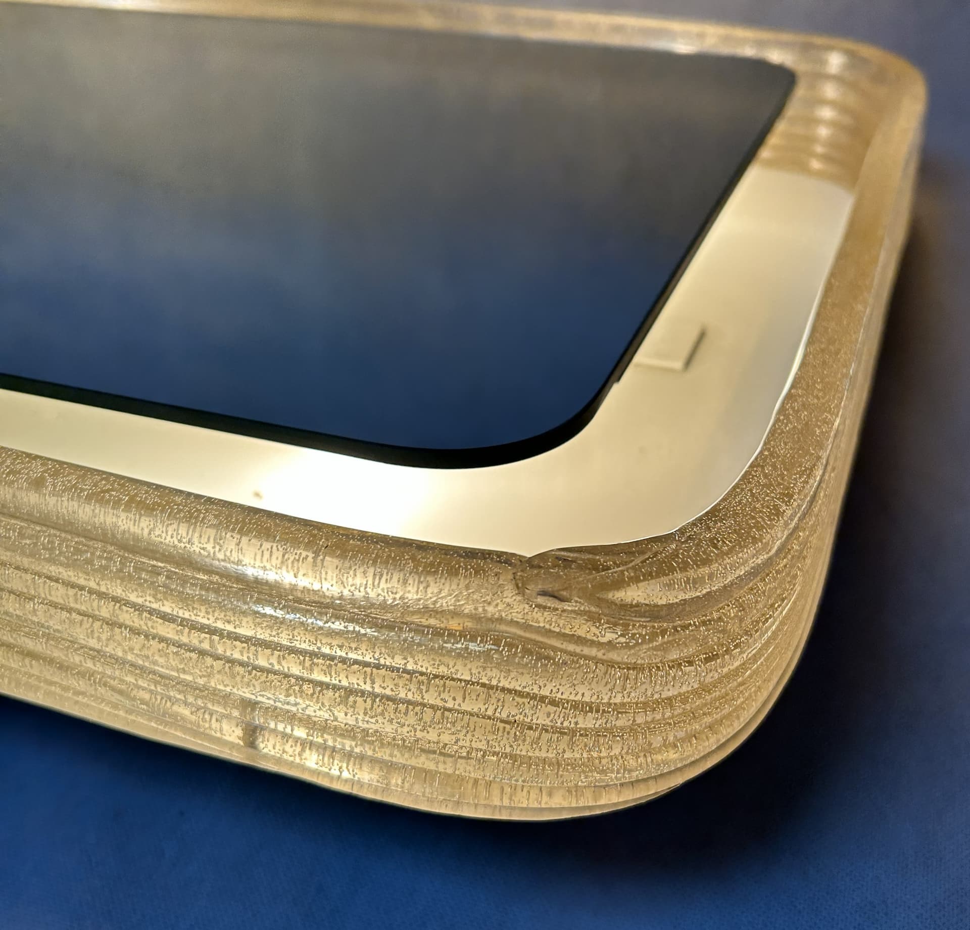Wall mirror, Space Age, beige-gold acrylic, glass, metal, Germany, 1970s. - 313811