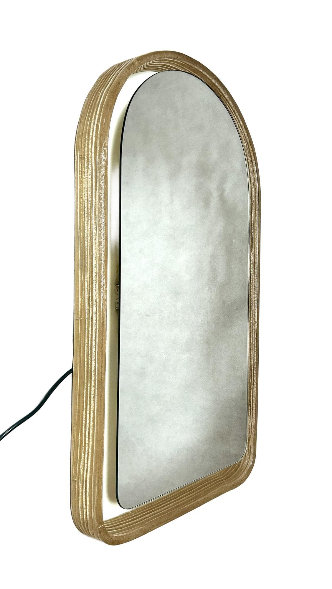 Wall mirror, Space Age, beige-gold acrylic, glass, metal, Germany, 1970s.