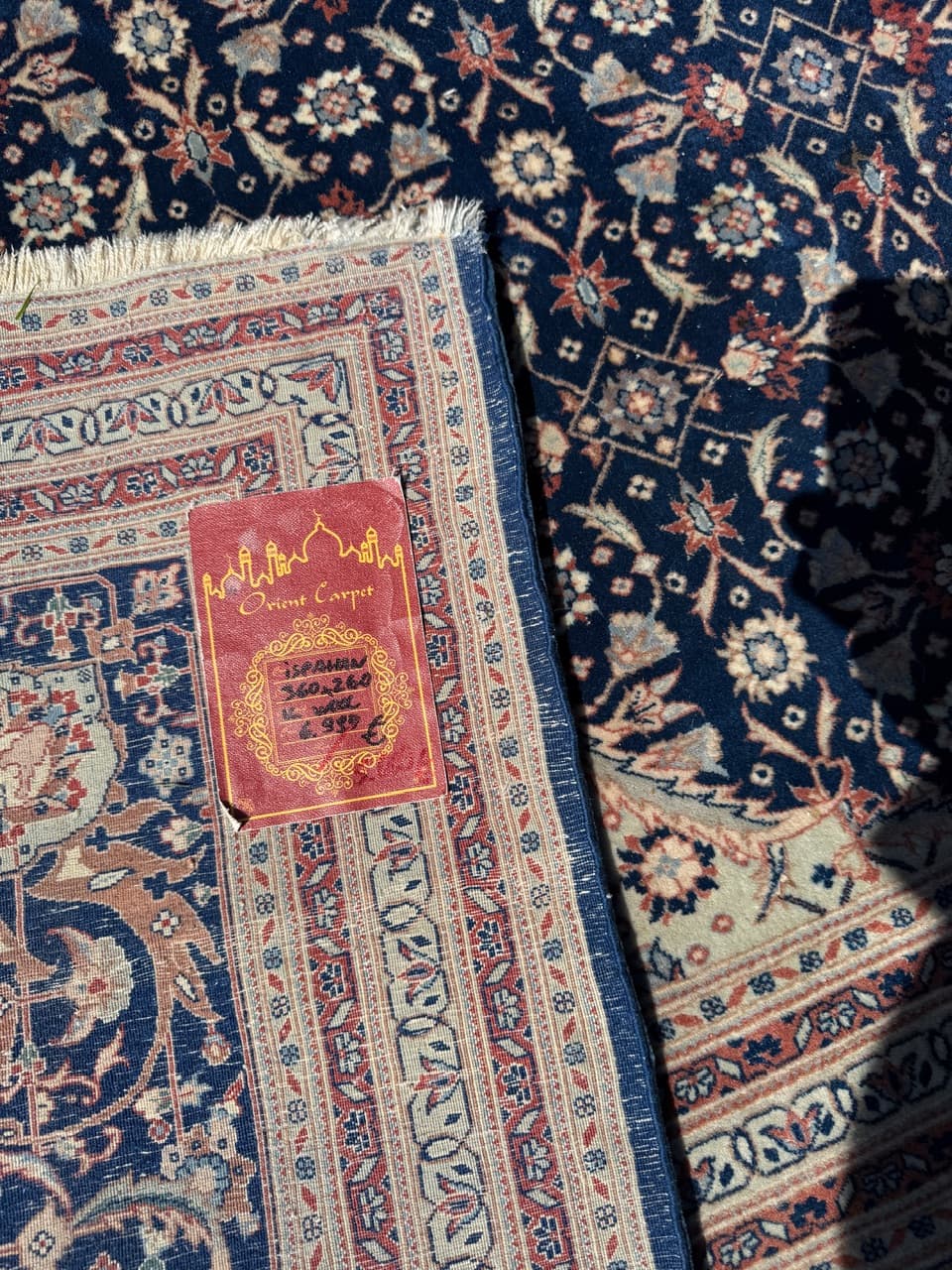 Persian Rug Isfahan 360x260 cm, blue red, wool silk, Iran - 313827