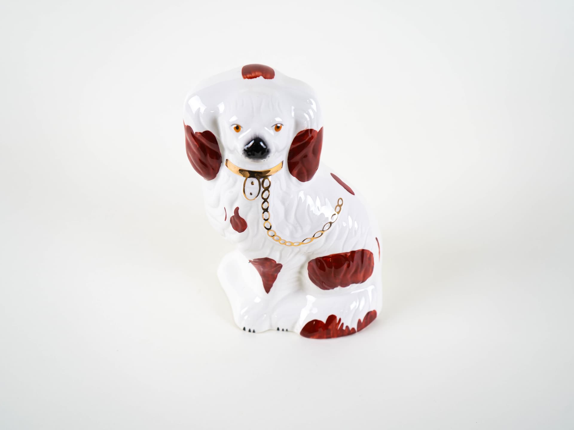 Dog figurine, white burgundy gold ceramics, Beswick England, United Kingdom, 1960s. - 313871