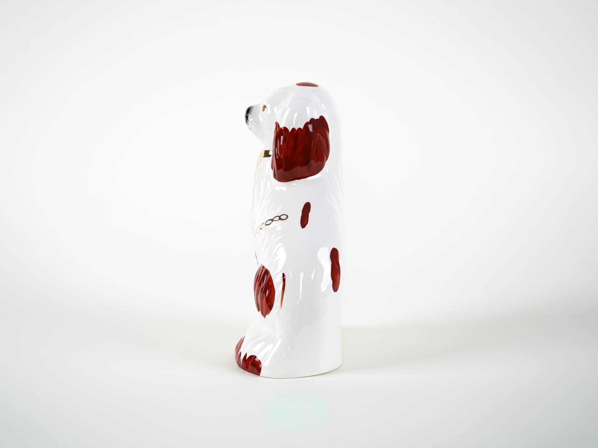 Dog figurine, white burgundy gold ceramics, Beswick England, United Kingdom, 1960s. - 313868