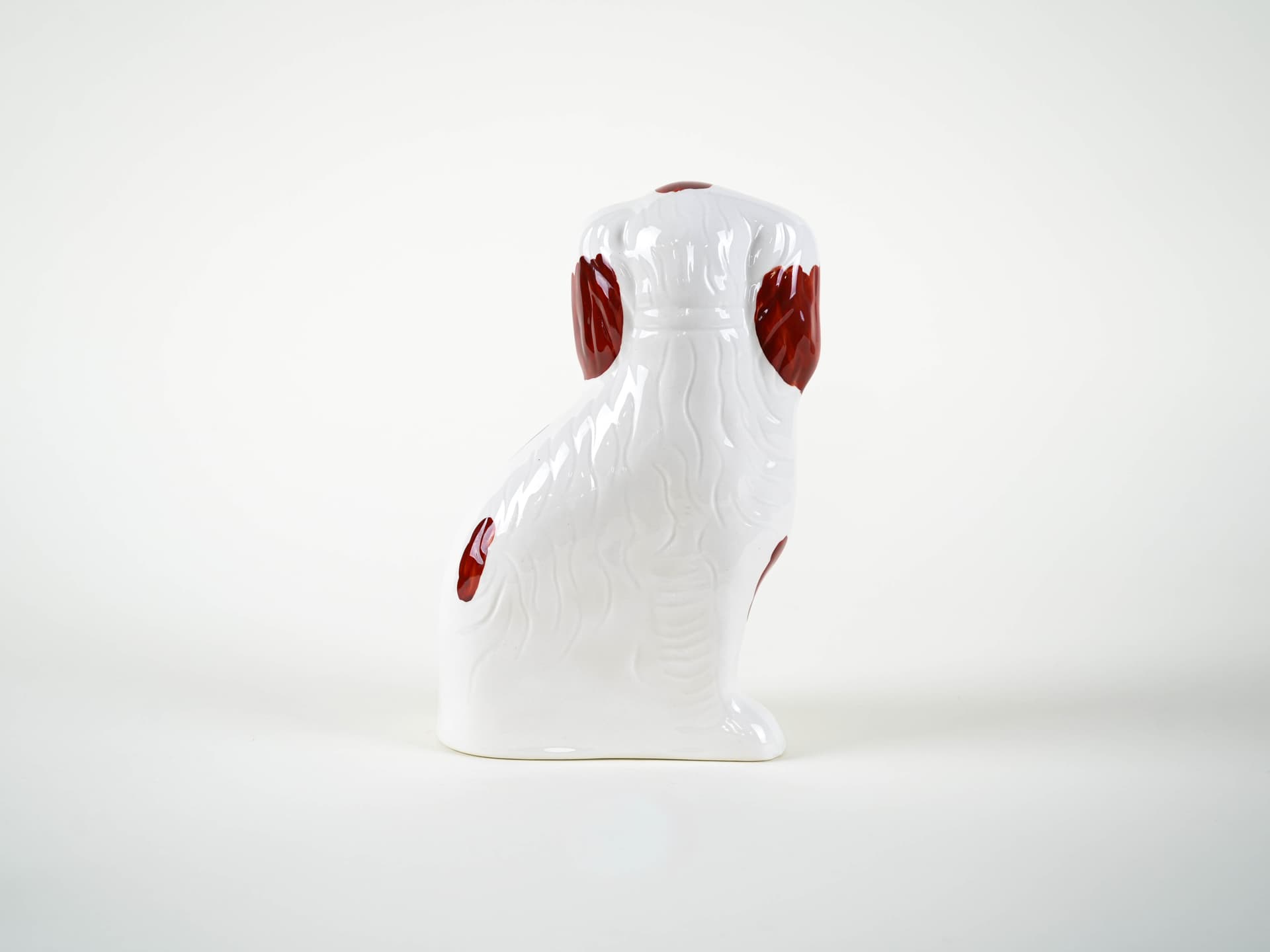 Dog figurine, white burgundy gold ceramics, Beswick England, United Kingdom, 1960s. - 313872