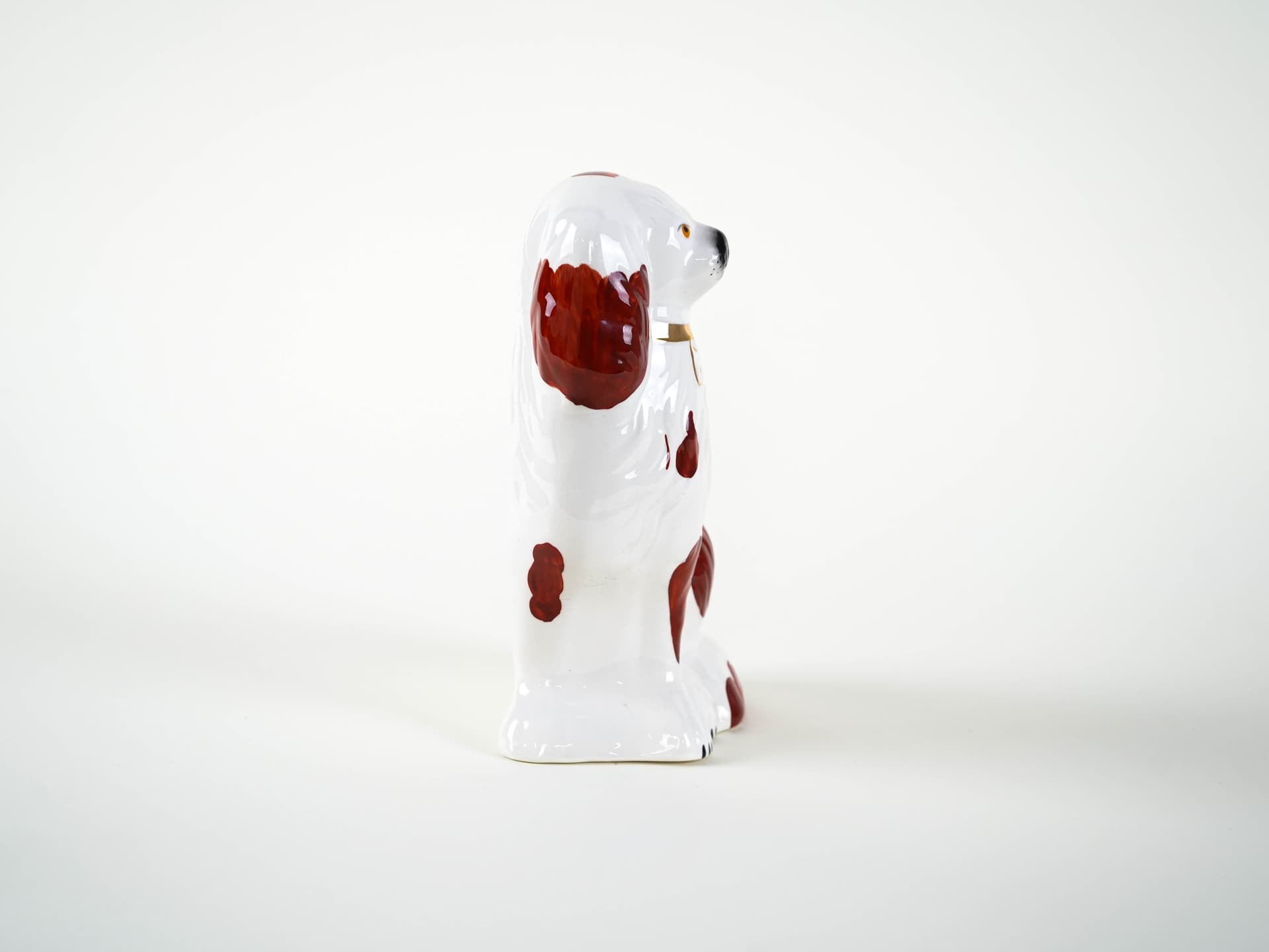 Dog figurine, white burgundy gold ceramics, Beswick England, United Kingdom, 1960s. - 313875