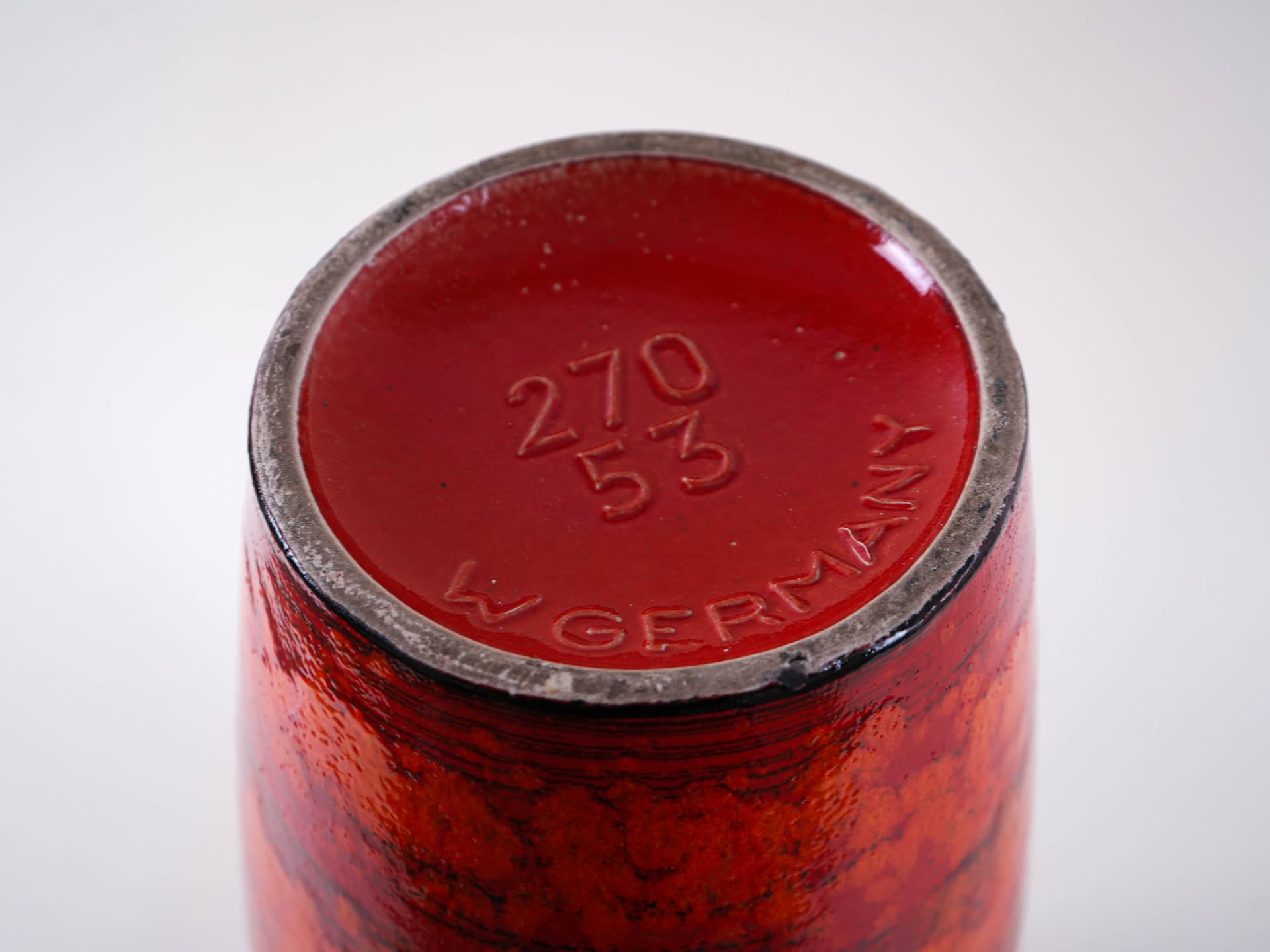 Vase, red orange, ceramics, Germany, 1970s. - 313892