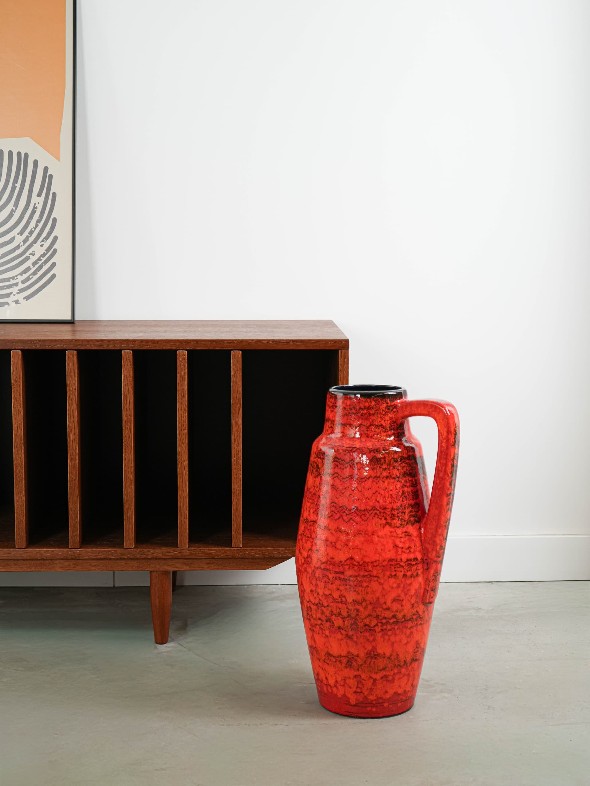 Vase, red orange, ceramics, Germany, 1970s. - 313887
