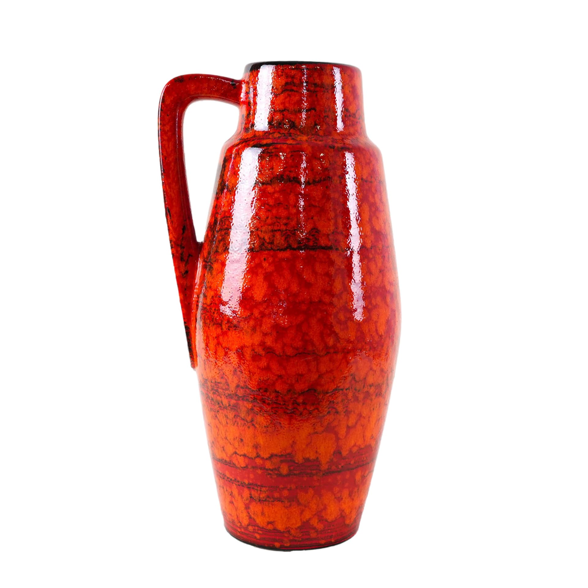 Vase, red orange, ceramics, Germany, 1970s.