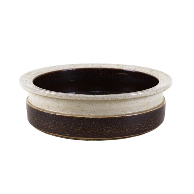Decorative bowl, brown beige stoneware, Søholm, Denmark, 1970s. - DIMENSION