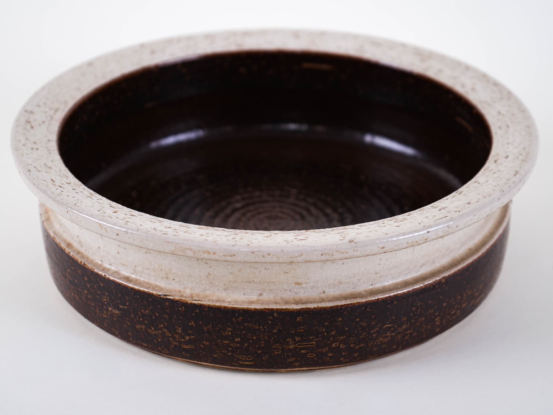 Decorative bowl, brown beige stoneware, Søholm, Denmark, 1970s. - 313899