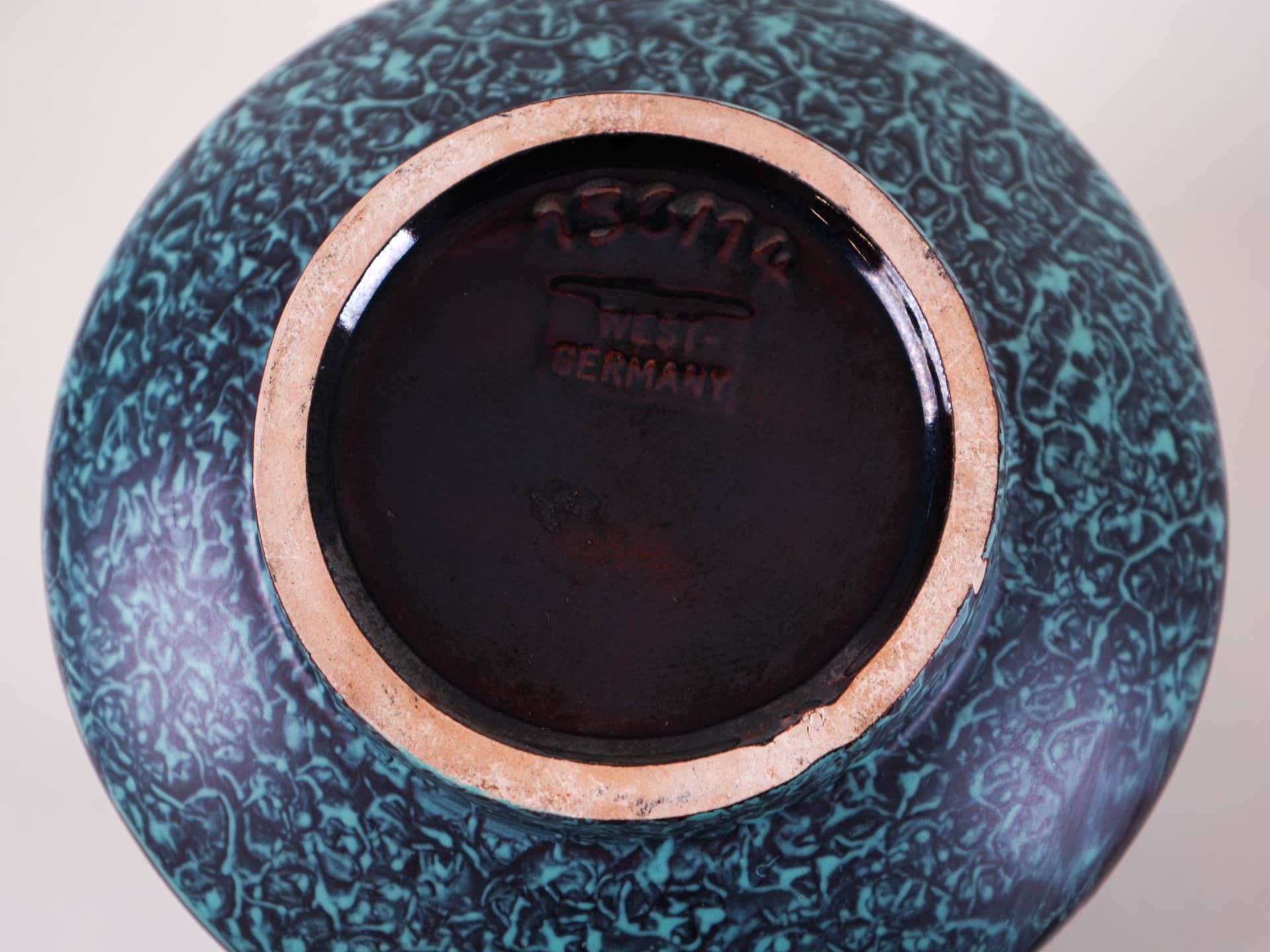 Vase, turquoise brown black gold ceramics, Germany, 1960s. - 313926