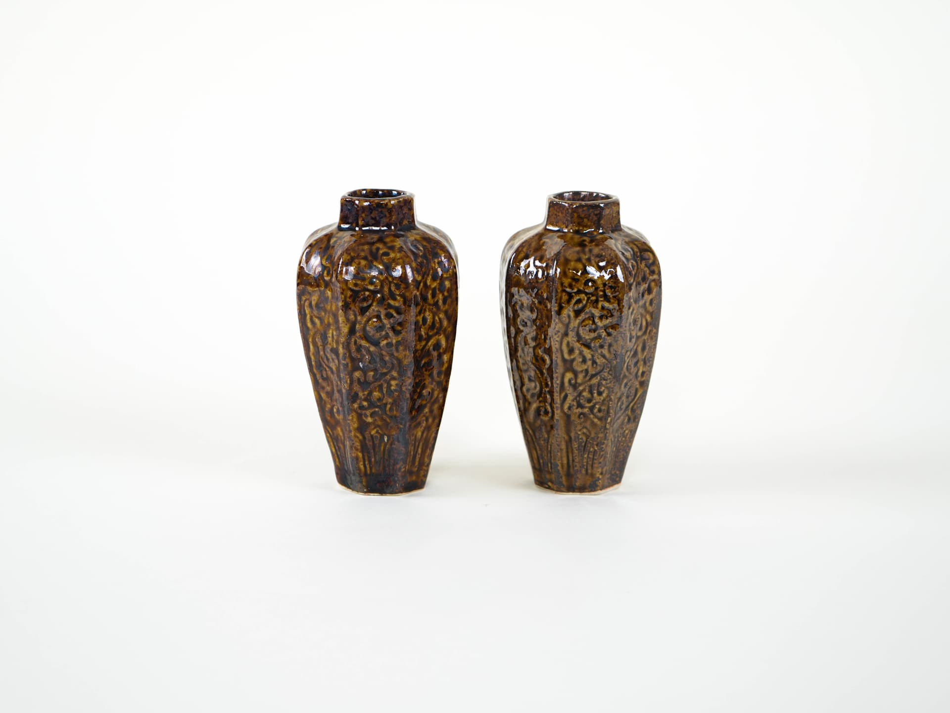 Set of vases, brown stoneware, Denmark, 1960s. - 313929