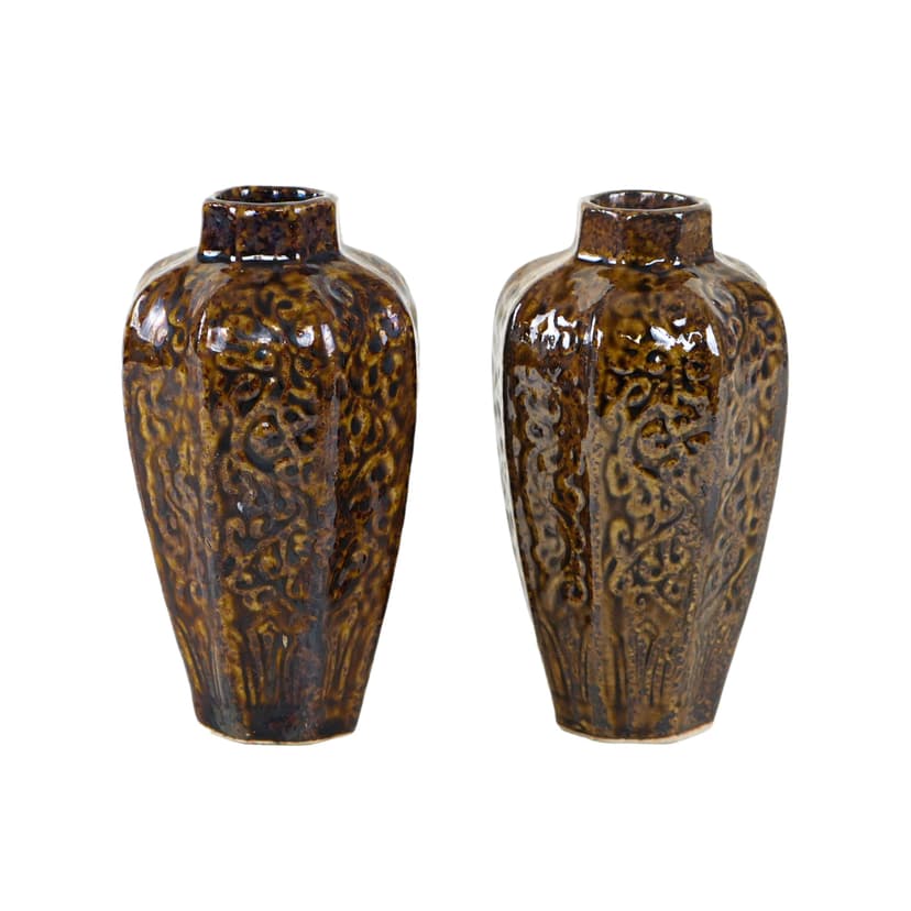 Set of vases, brown stoneware, Denmark, 1960s.