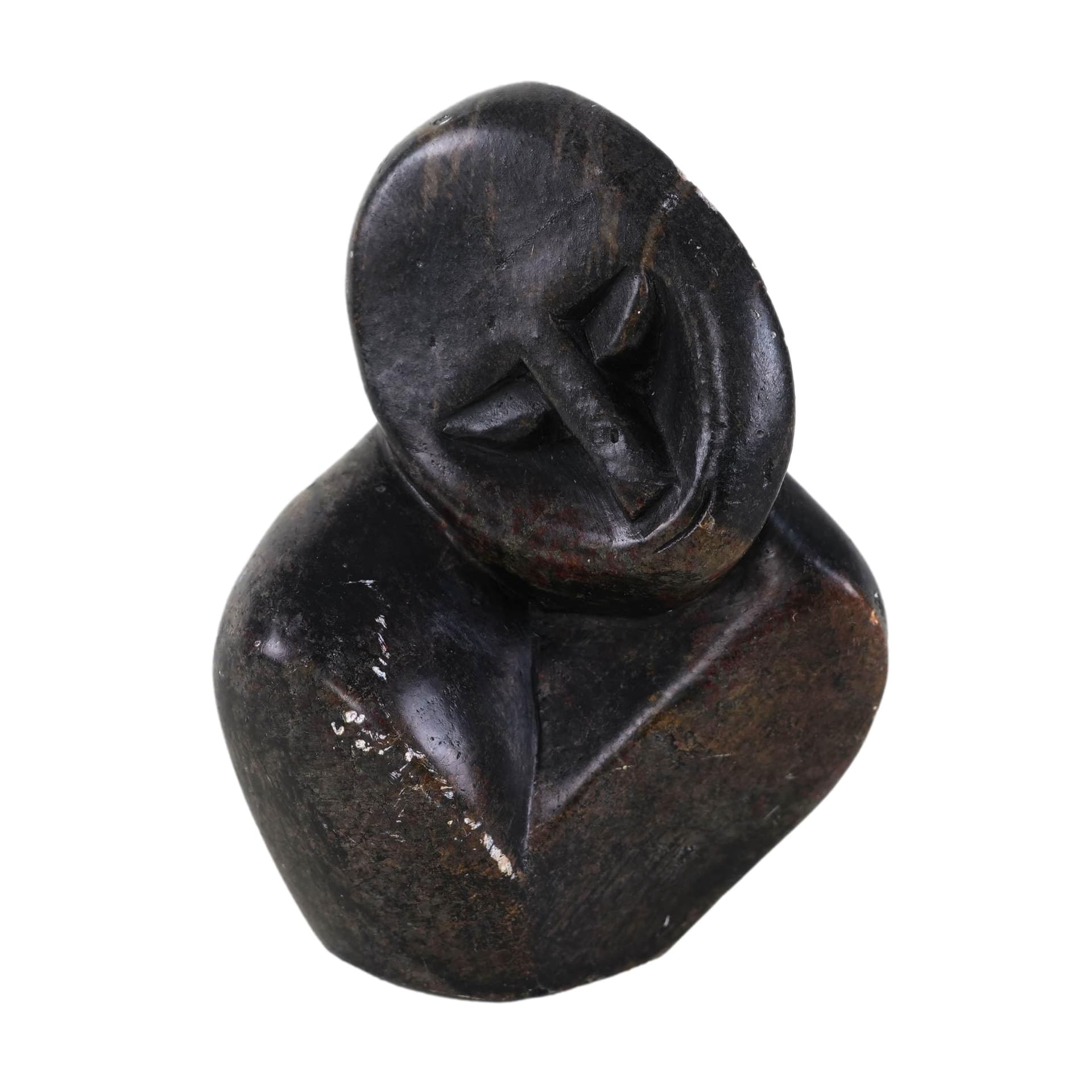 Abstract sculpture, graphite brown red stone, Denmark, 1980s.