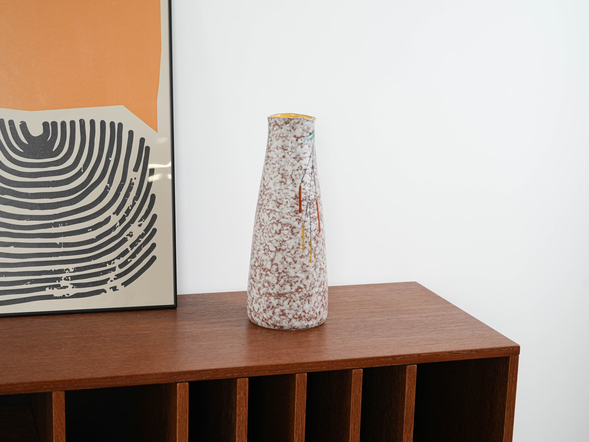 Vase, matte white brown ceramic, Denmark, 1960s. - 314010