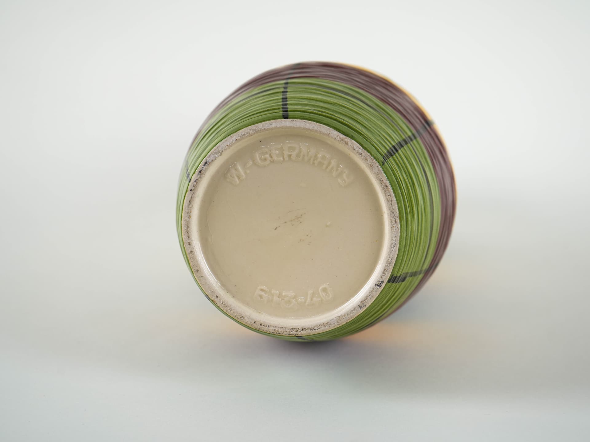 Vase, green yellow red blue black ceramic, Germany, 1960s. - 314029