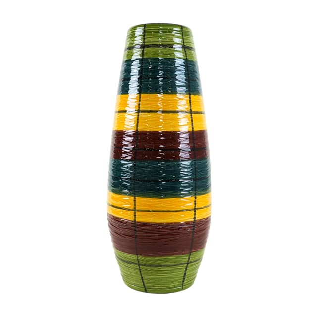 Vase, green yellow red blue black ceramic, Germany, 1960s. - DIMENSION