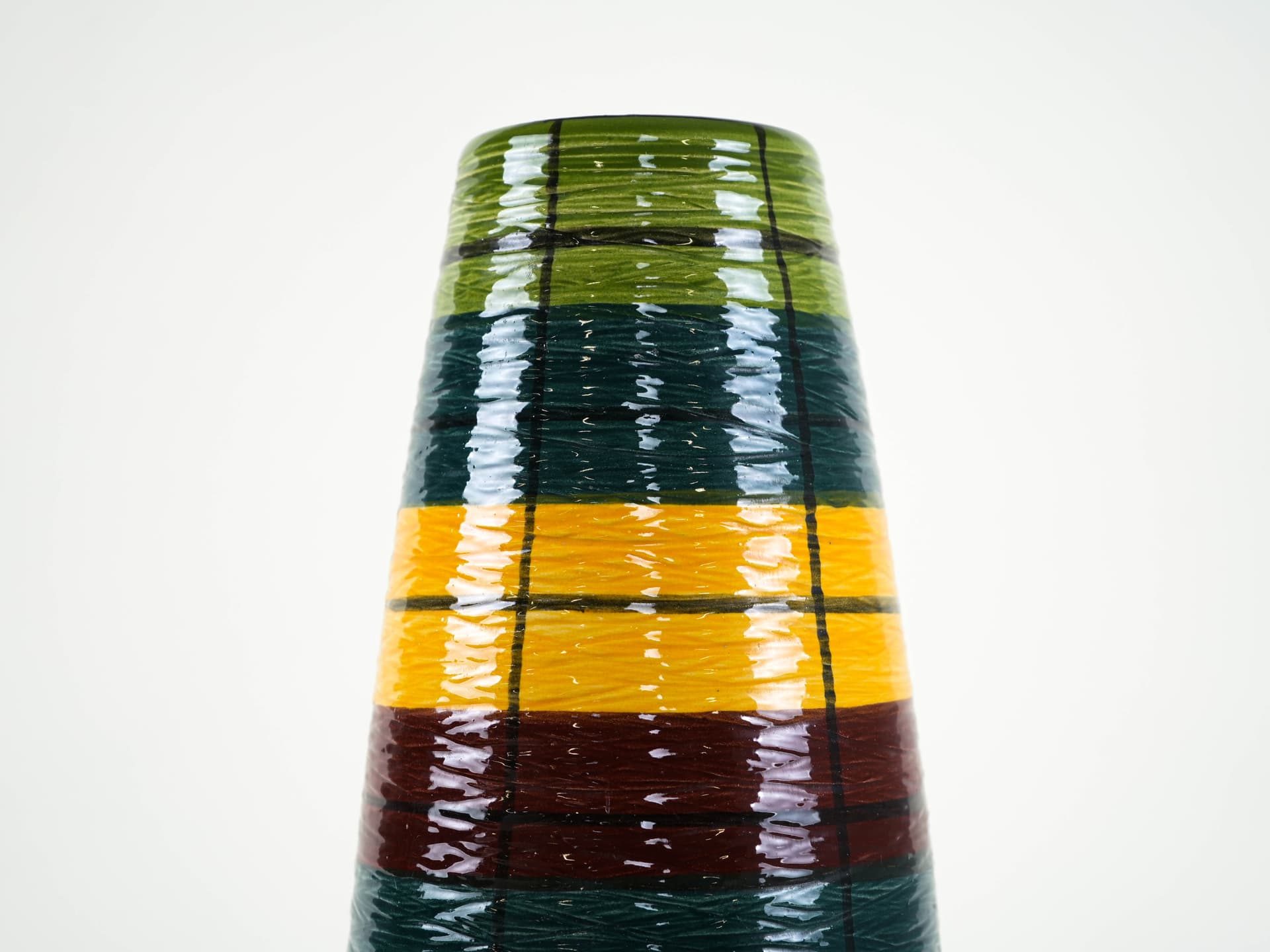 Vase, green yellow red blue black ceramic, Germany, 1960s. - 314032