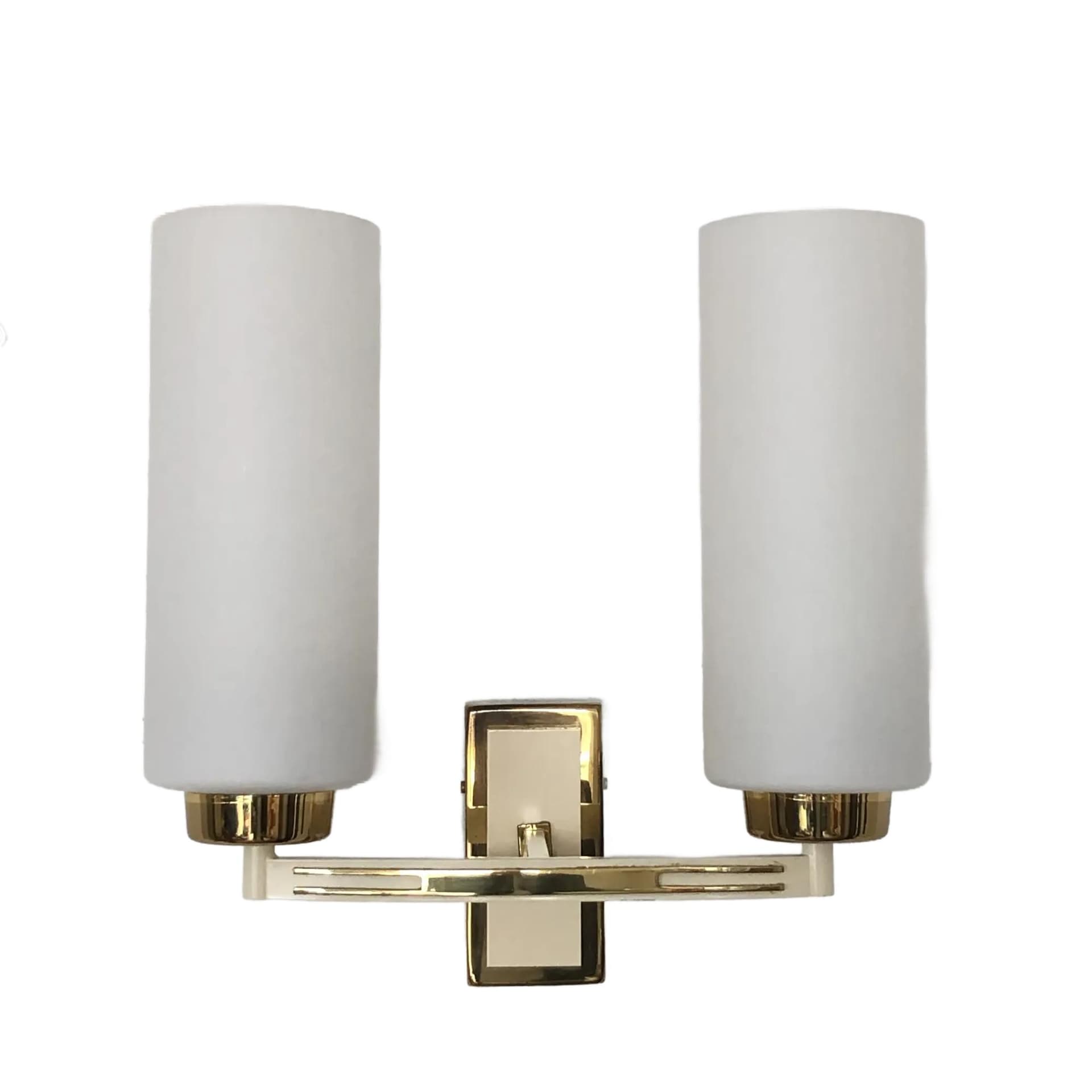 Kinkiet, złocony mosiądz, opałowe szkło, Francja, lata 70.