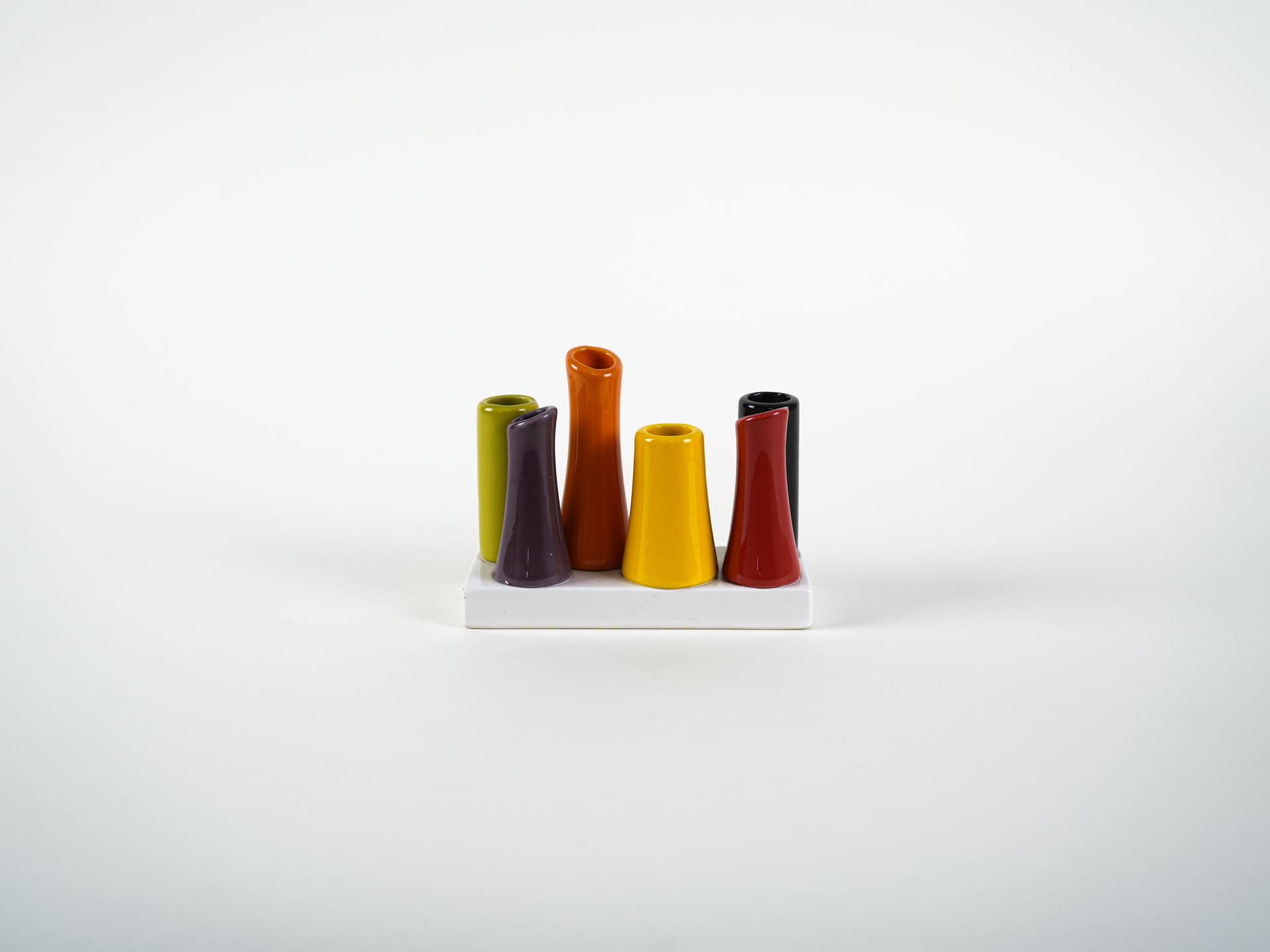 Set of soliflore vases, multicolour ceramic, Denmark, 1970s. - 314038