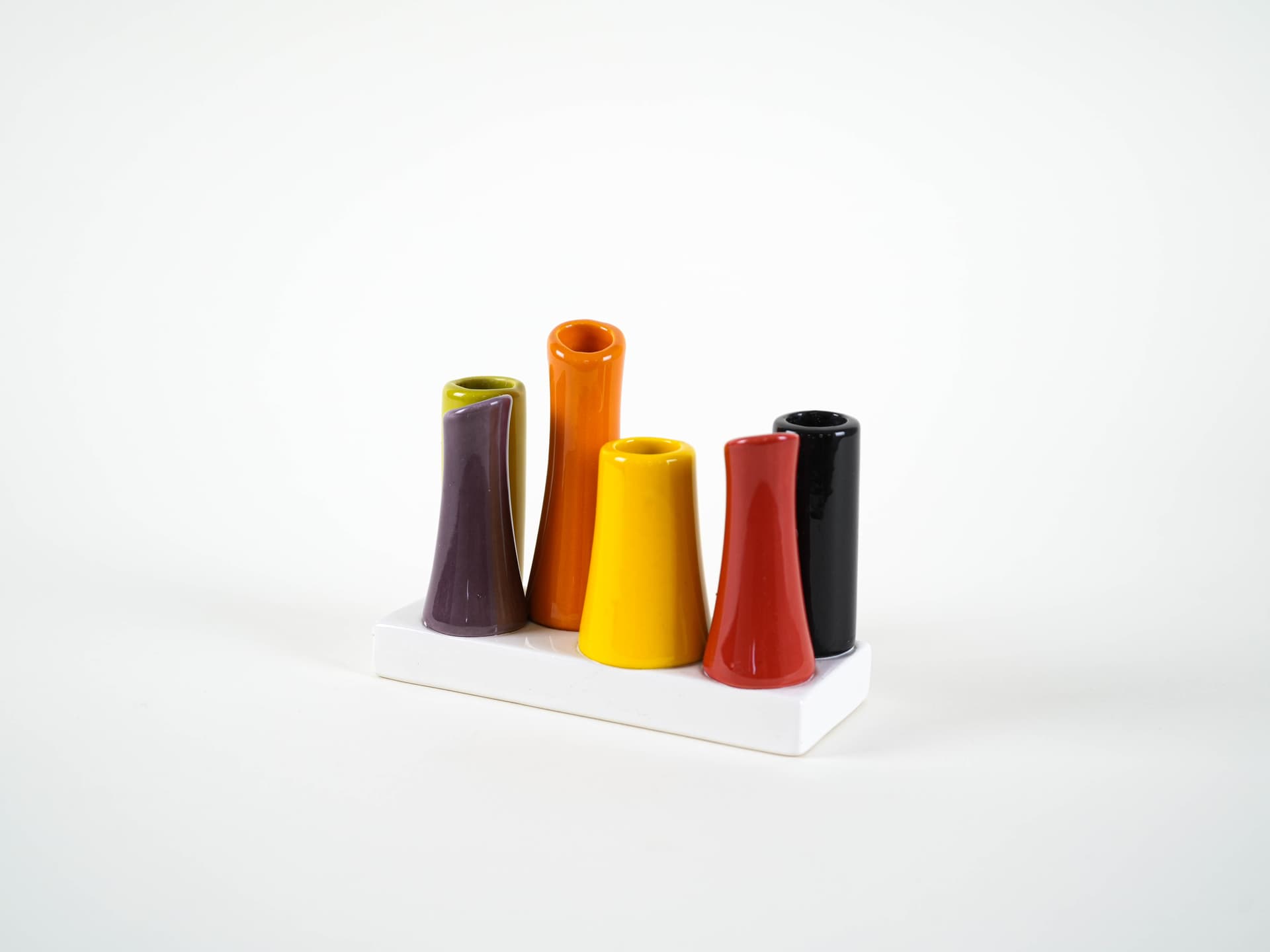 Set of soliflore vases, multicolour ceramic, Denmark, 1970s. - 314034
