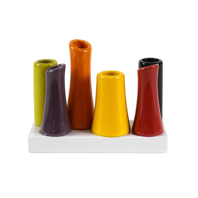 Set of soliflore vases, multicolour ceramic, Denmark, 1970s. - DIMENSION