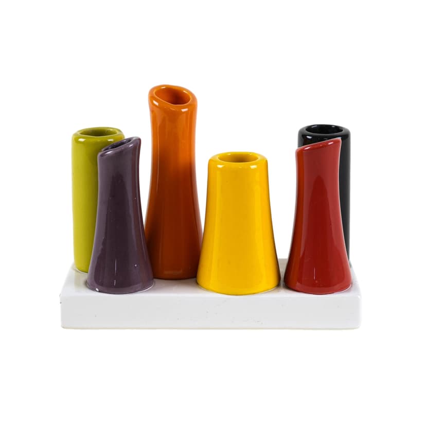 Set of soliflore vases, multicolour ceramic, Denmark, 1970s.