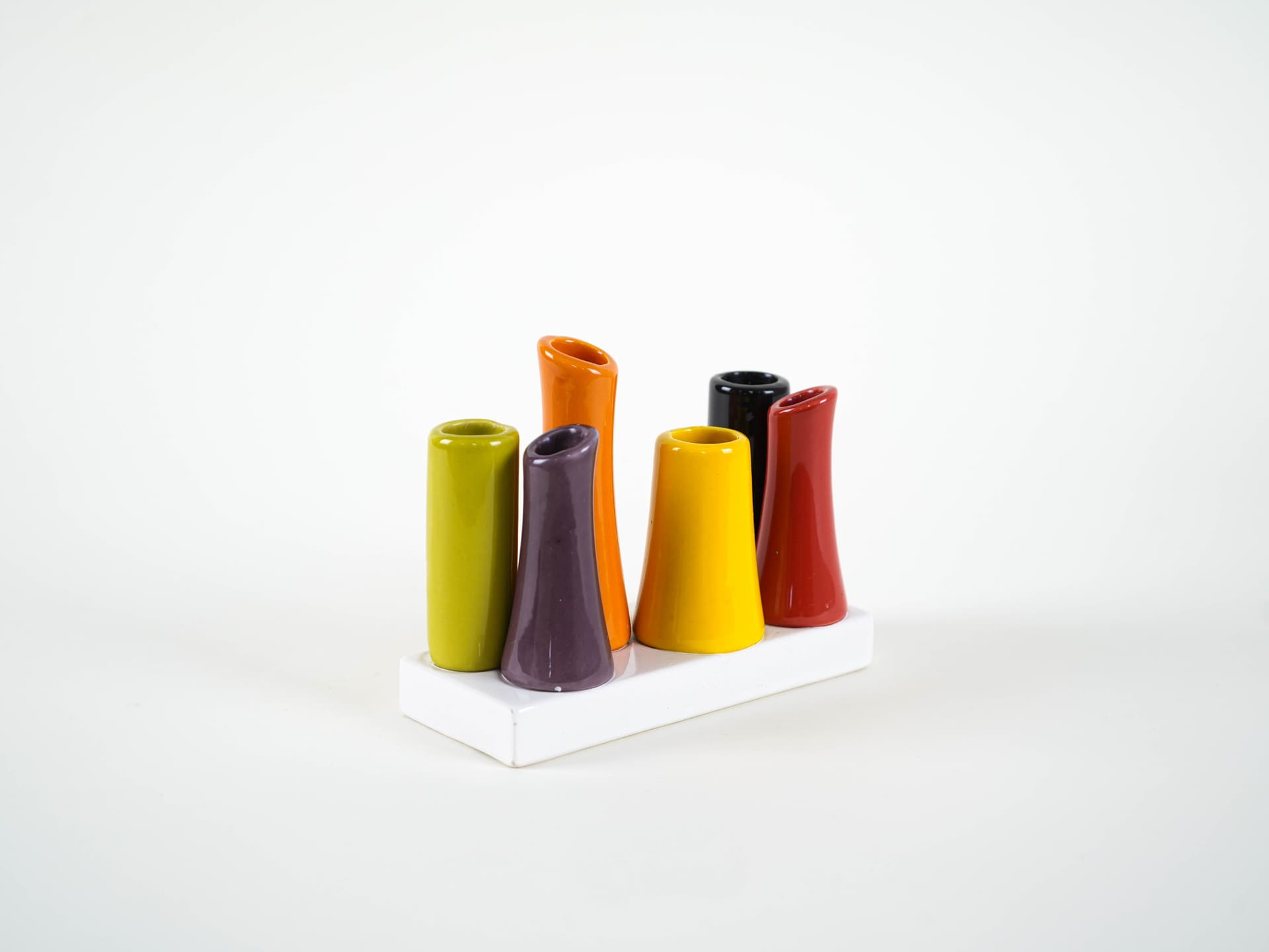 Set of soliflore vases, multicolour ceramic, Denmark, 1970s. - 314037