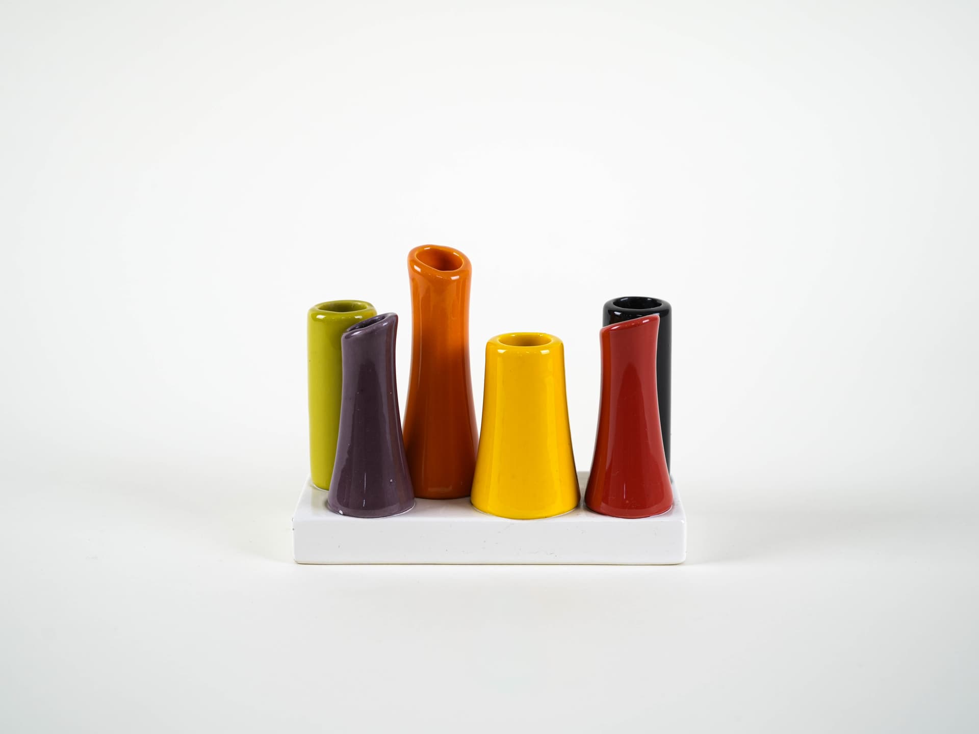 Set of soliflore vases, multicolour ceramic, Denmark, 1970s. - 314036