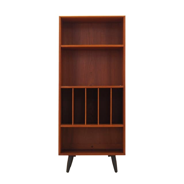 Bookcase, brown teak, black wood, Denmark, 1970s. - DIMENSION