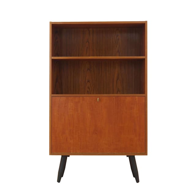 Bookcase, brown teak, black wood, Denmark, 1970s. - DIMENSION