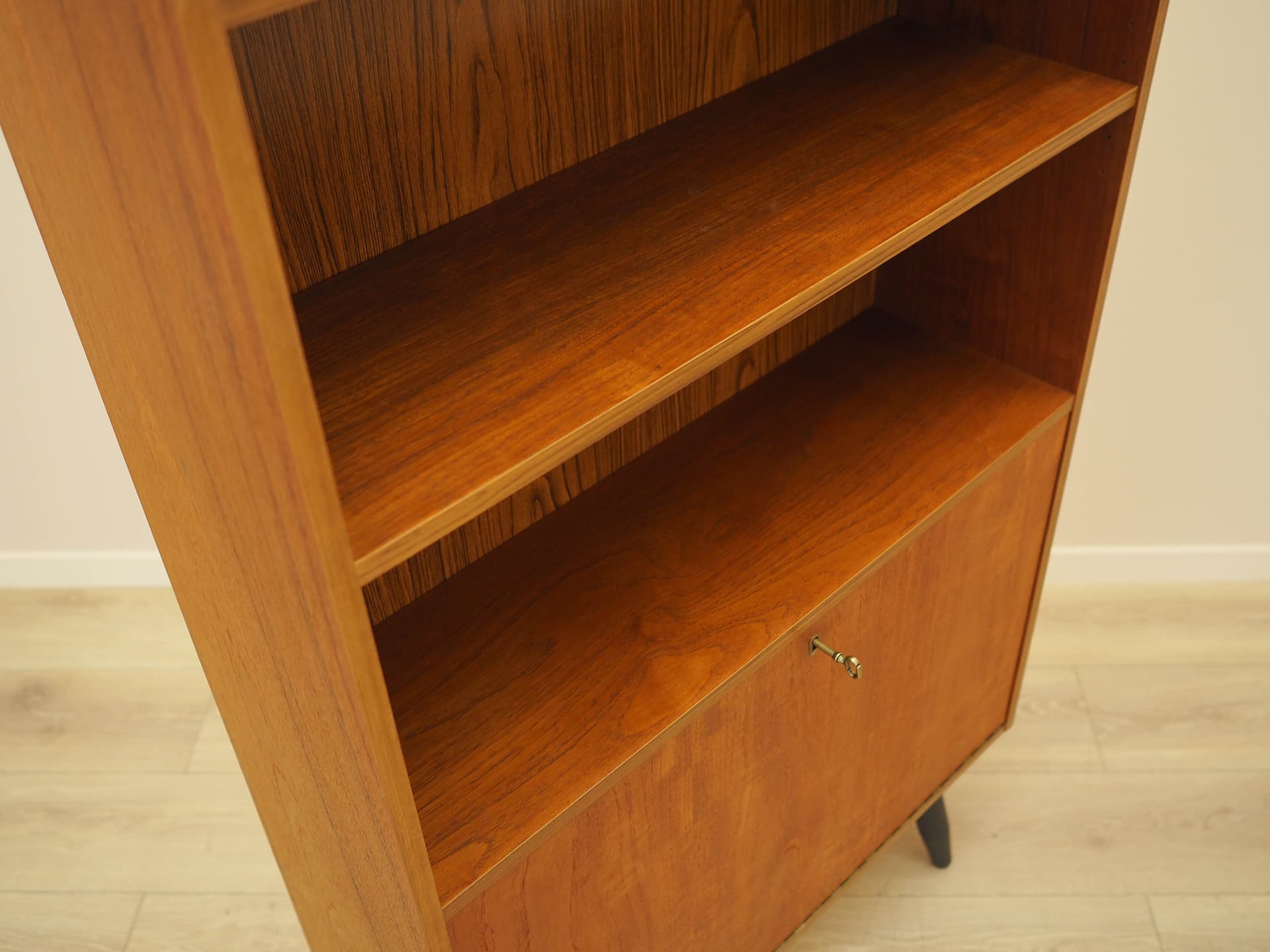 Bookcase, brown teak, black wood, Denmark, 1970s. - 314136