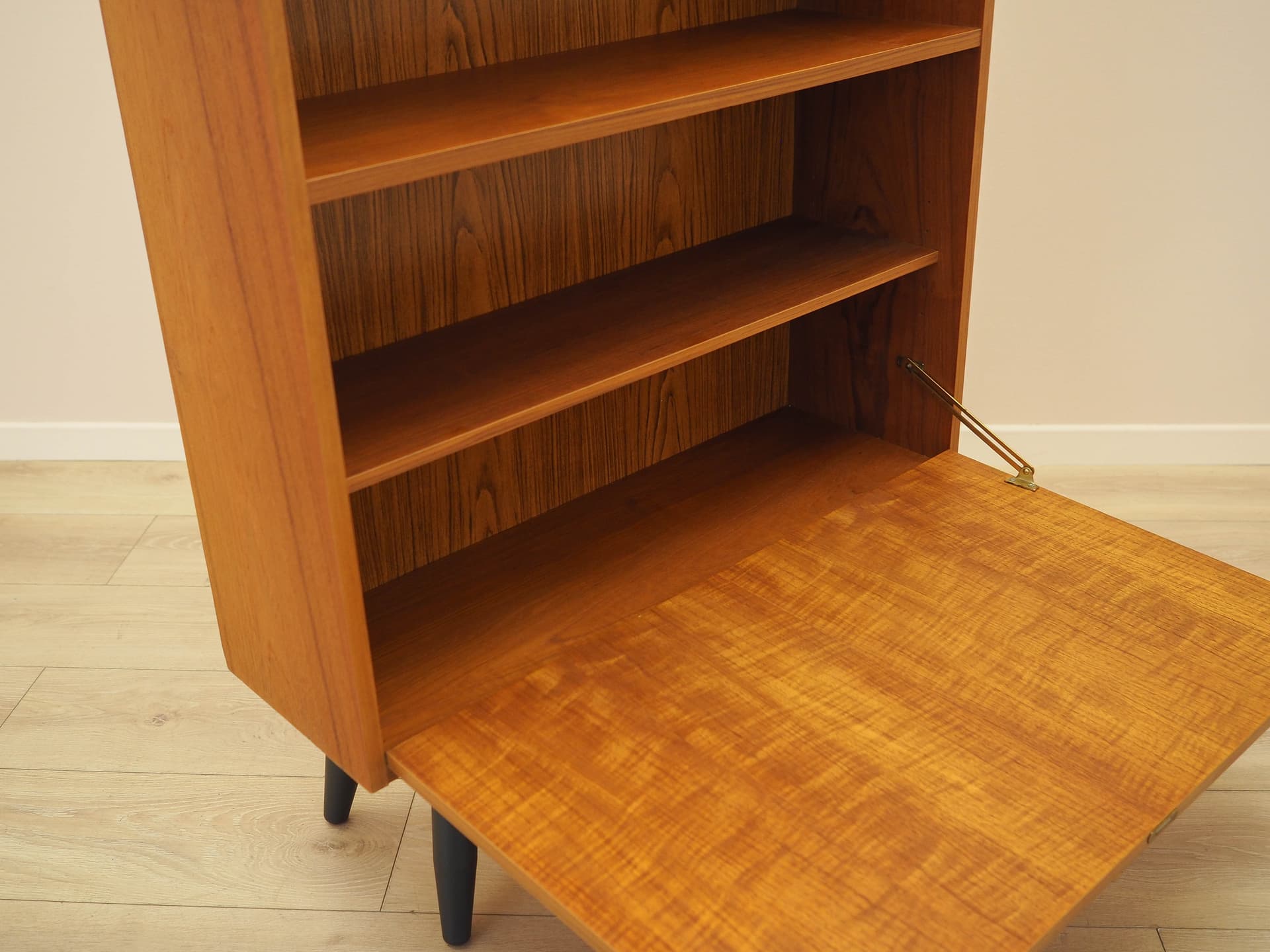 Bookcase, brown teak, black wood, Denmark, 1970s. - 314138
