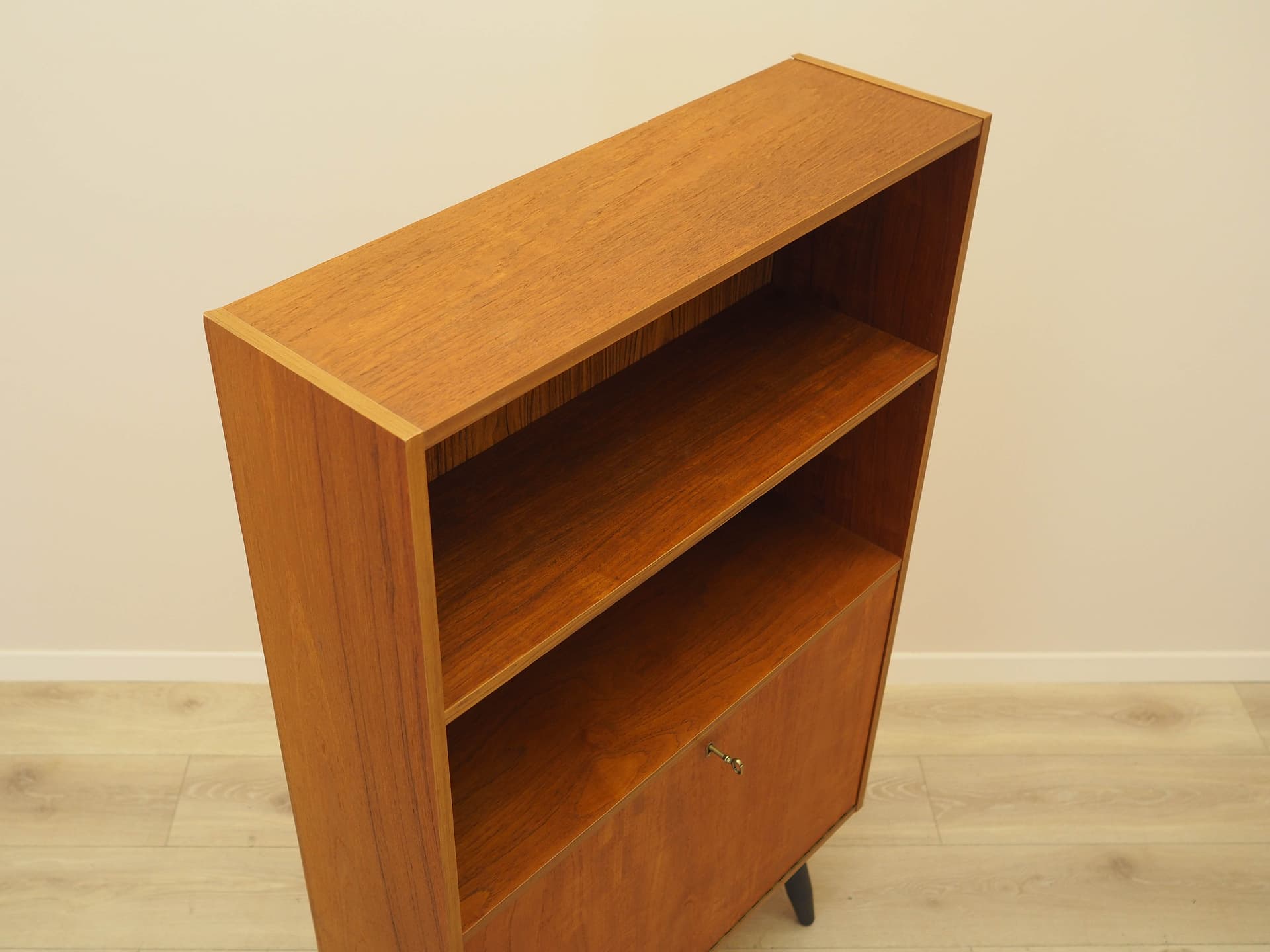 Bookcase, brown teak, black wood, Denmark, 1970s. - 314134