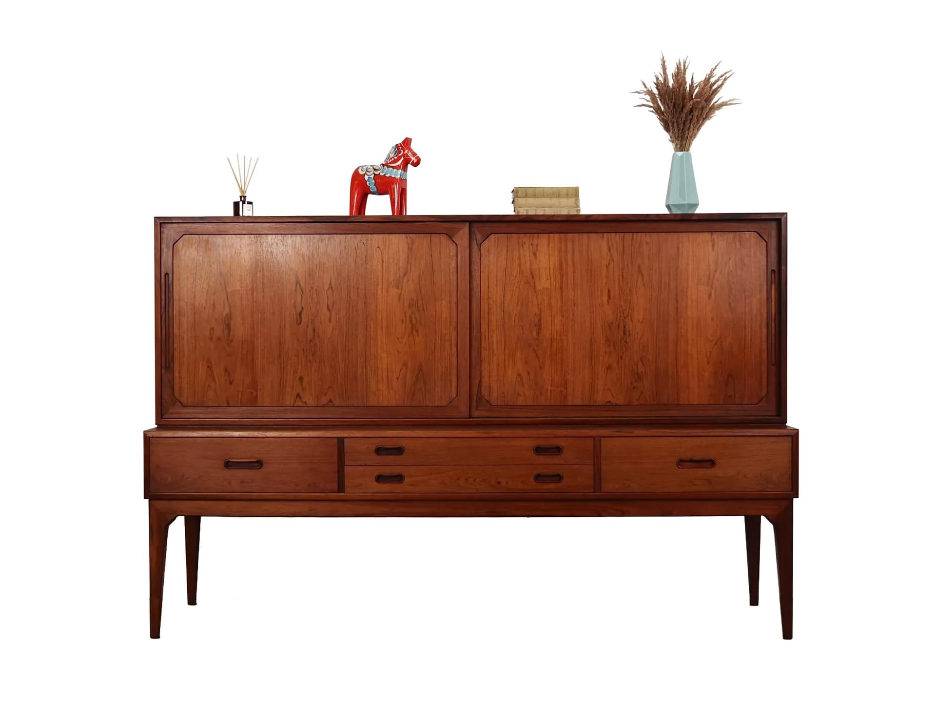 Highboard, palisander ciemnobrązowy, proj. S. Hansen, Dania, lata 60.