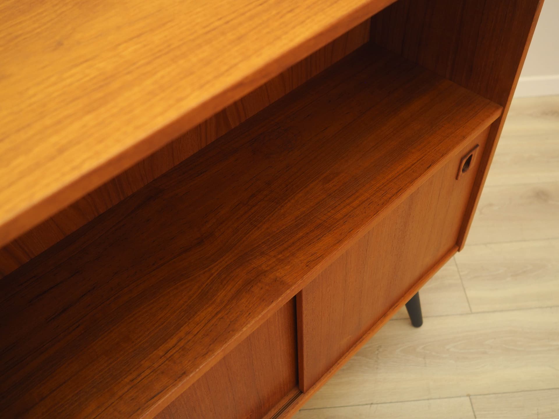 Bookcase, brown teak, black wood, Denmark, 1970s. - 314163