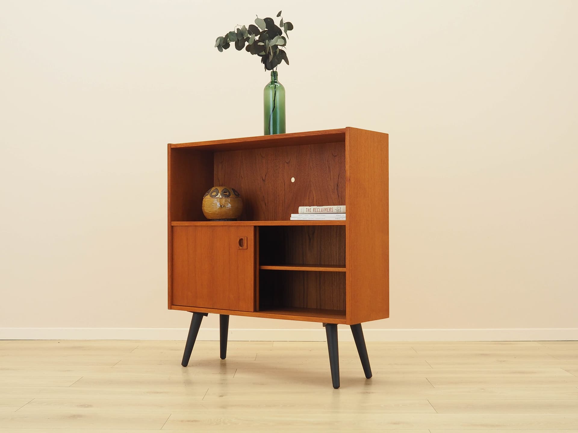 Bookcase, brown teak, black wood, Denmark, 1970s. - 314154